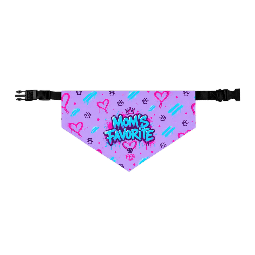 Mom's Favorite Pet Bandana Collar — Pink/Purple Hearts Dog & Cat Accessory
