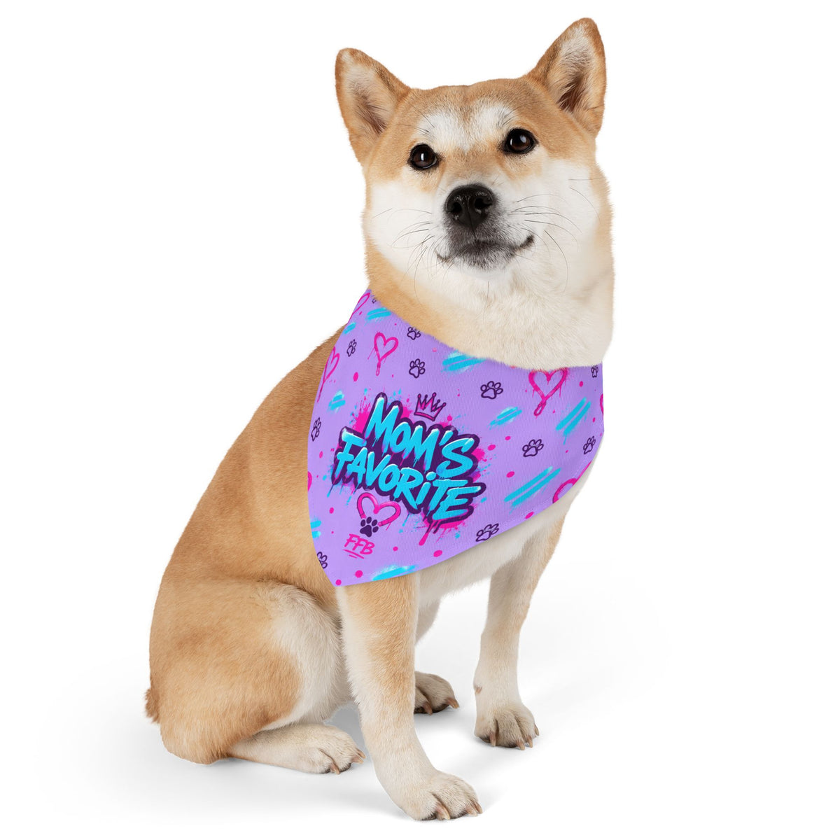 Mom's Favorite Pet Bandana Collar — Pink/Purple Hearts Dog & Cat Accessory