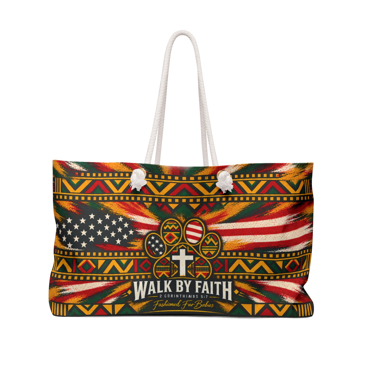 Walk by Faith Christian American Flag Weekender Bag