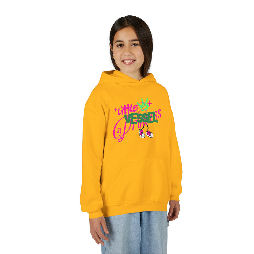 Youth Hoodie — “Little Vessels” Princess Christian Kids Sweatshirt (Mark 9:23, All Things Possible)