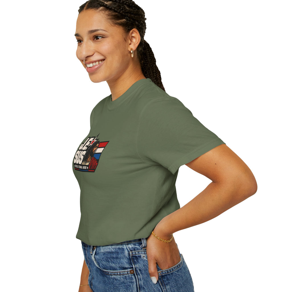 Jesus Retro Graphic T-Shirt — “J.E.SUS The Real Eternal Hero” Christian Vintage Tee