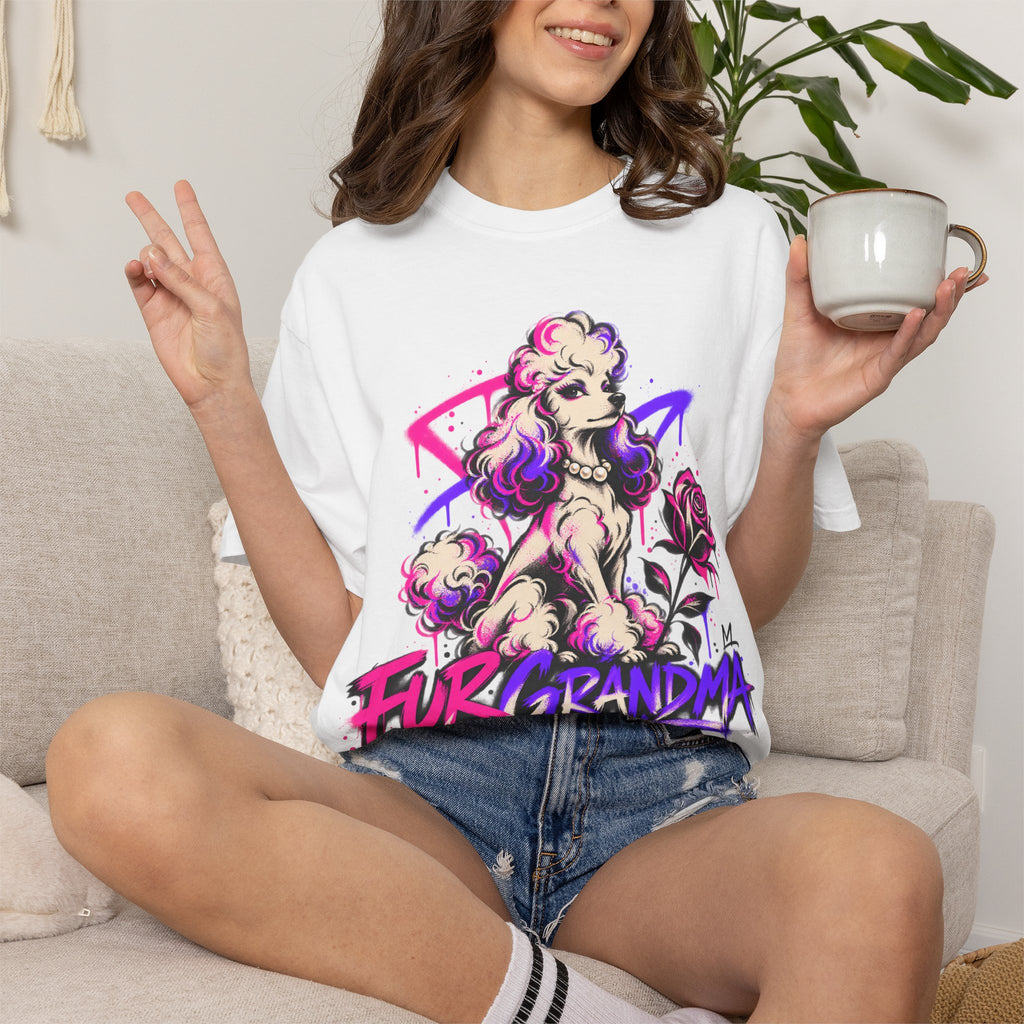Poodle 'Fur Grandma' Graphic T-Shirt — Retro Neon Pet Lover Tee