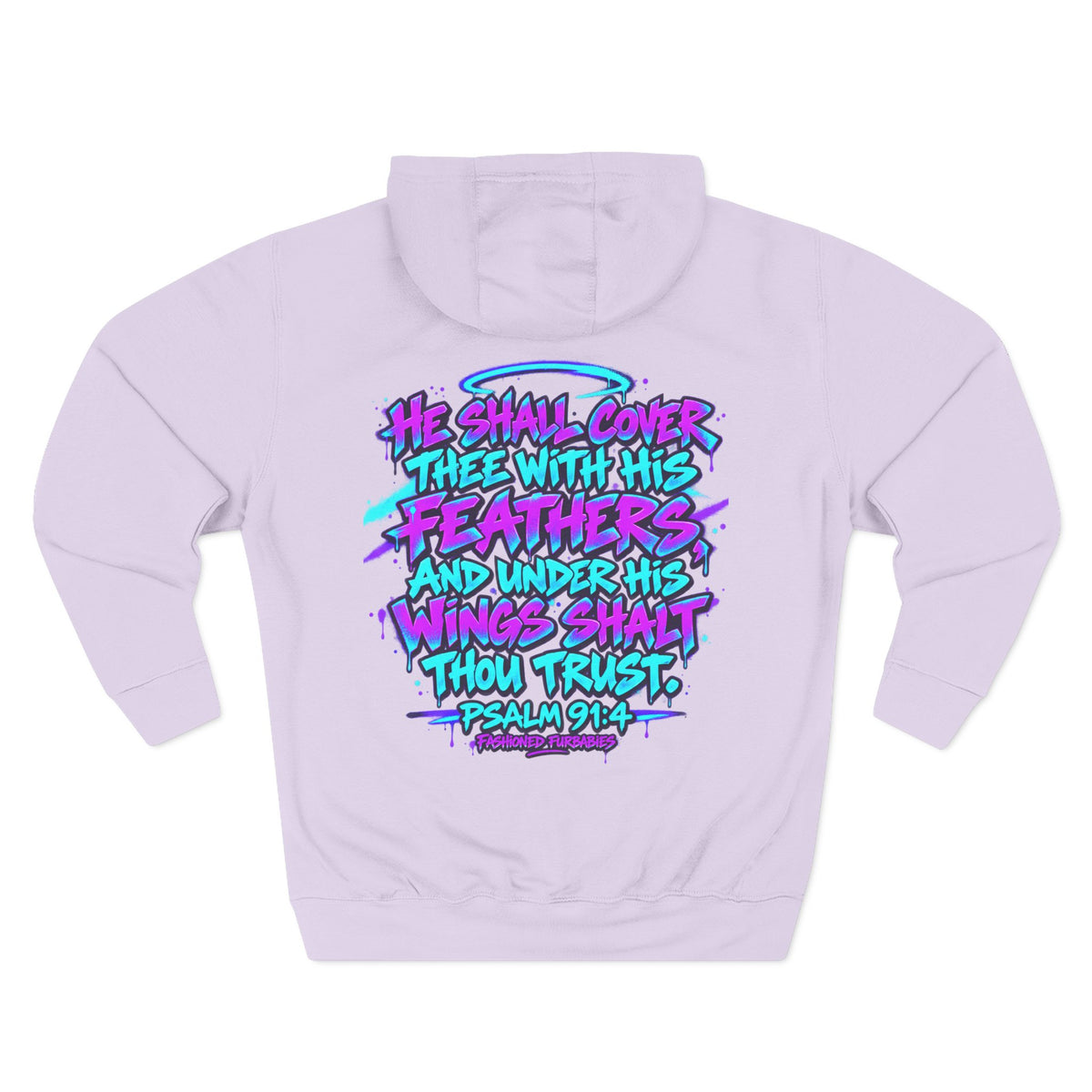 Christian Hoodie — "He Shall Cover Thee" Psalm 91:4 Graphic Fleece Hoodie