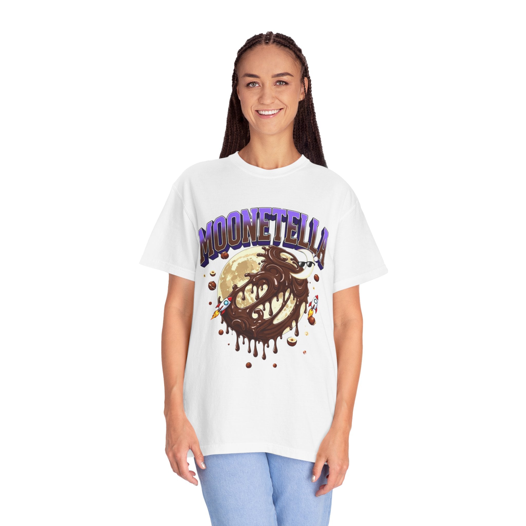 Moonetella T-Shirt — Retro Space Chocolate Moon Graphic Tee (Artemis II Mission Tribute)