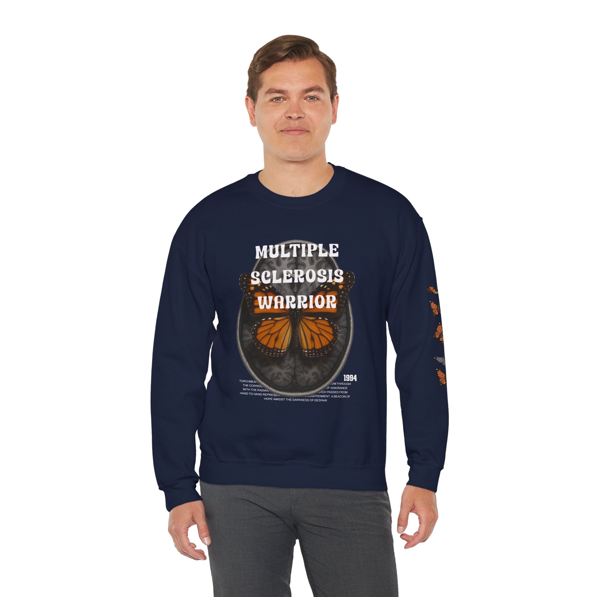 Orange Butterflies Multiple Sclerosis Awareness Sweatshirt