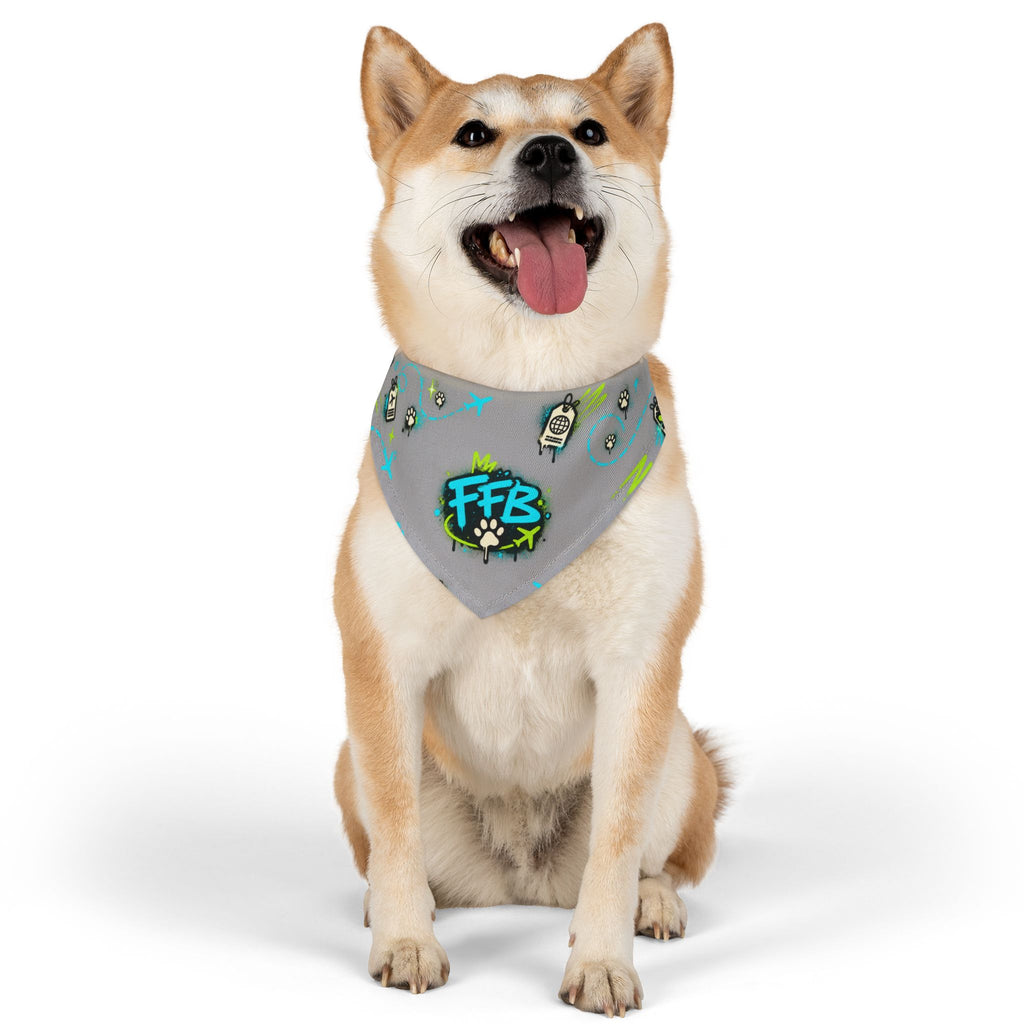 Graffiti 'FFB' Pet Bandana Collar – Neon Paw Print Dog Bandana