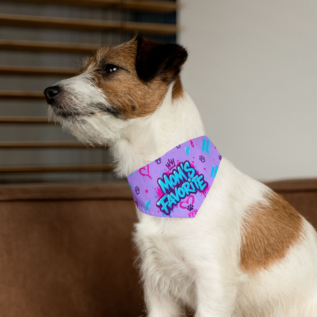 Mom's Favorite Pet Bandana Collar — Pink/Purple Hearts Dog & Cat Accessory