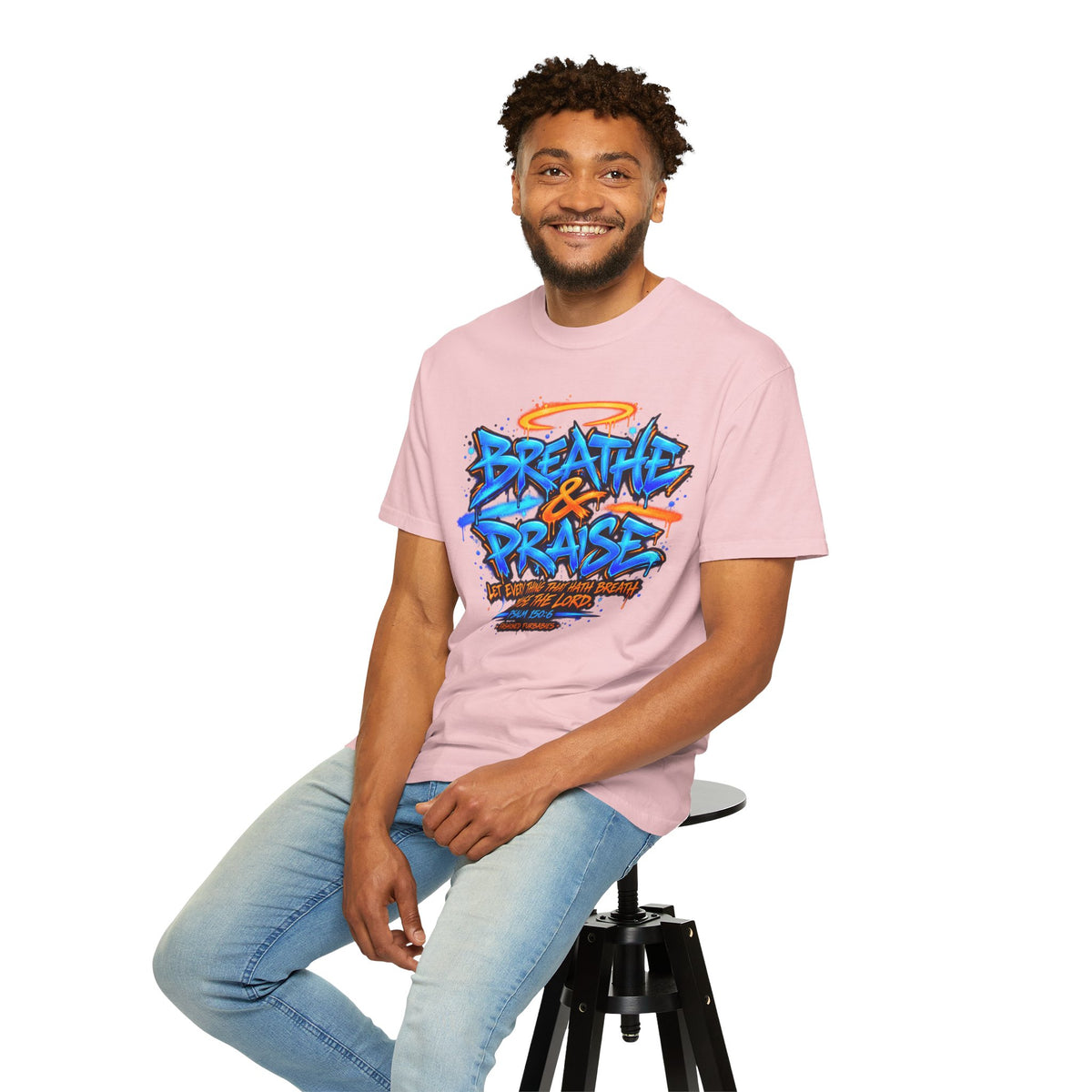 Breathe & Praise T-Shirt — Psalm 150:6 Graffiti Christian Tee