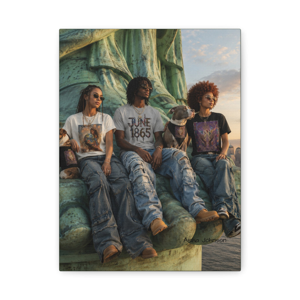 Retro Juneteenth Urban Portrait Matte Canvas Print — Stretched Wall Art