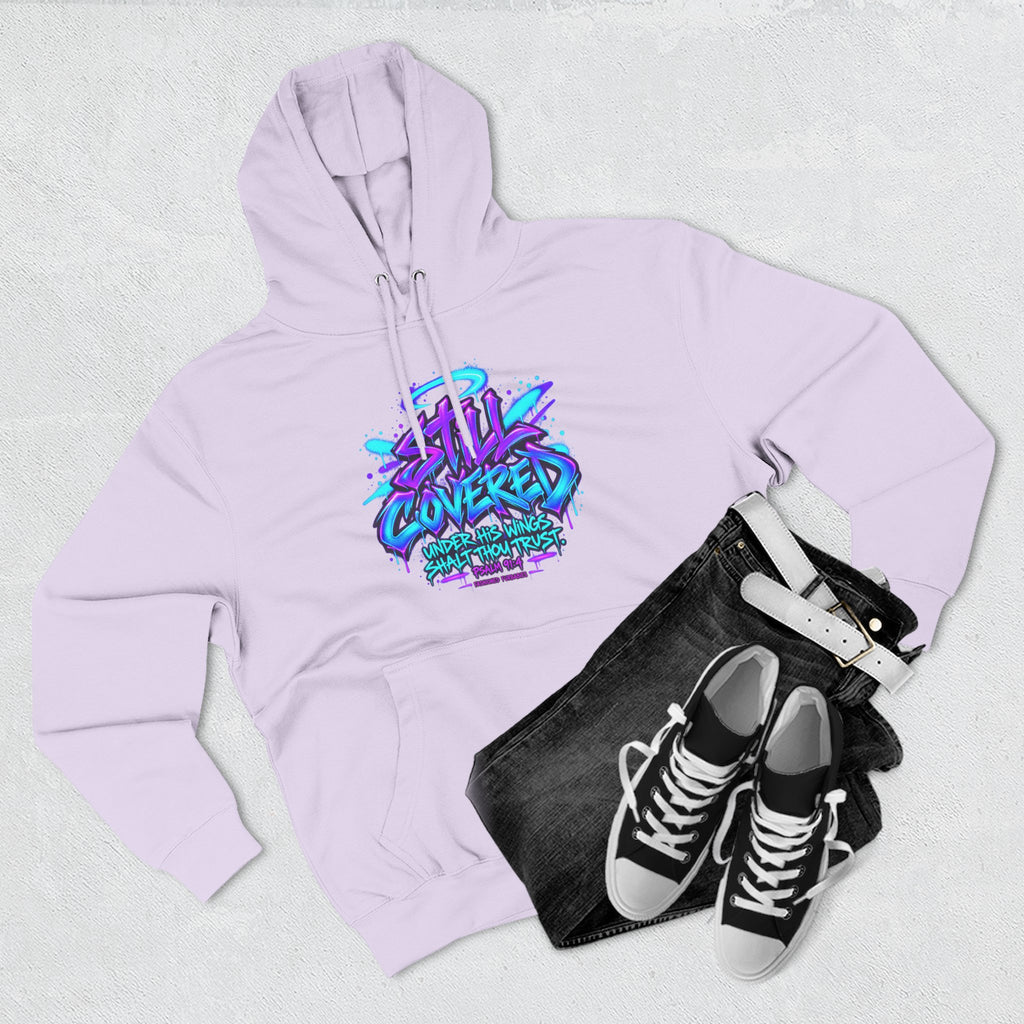 Christian Hoodie — "He Shall Cover Thee" Psalm 91:4 Graphic Fleece Hoodie