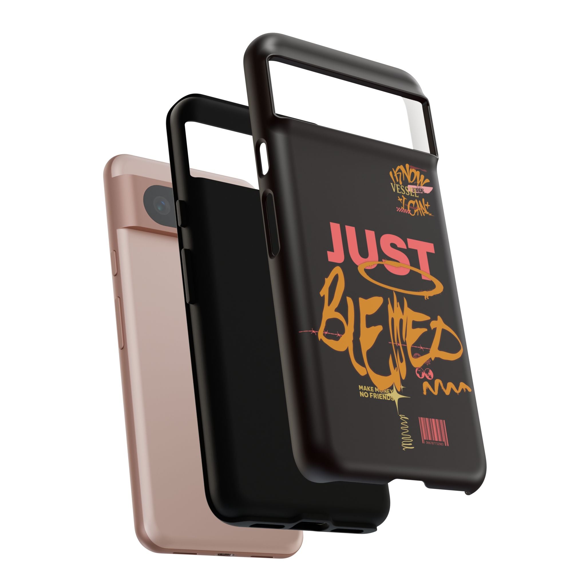 Phone Case — "Just Blessed" Bold Typographic Black Protective Case