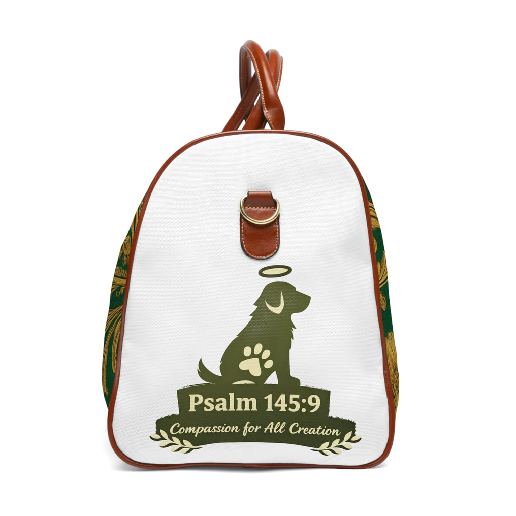 Vintage Baroque Waterproof Travel Bag — Green & Gold Weekender Duffel