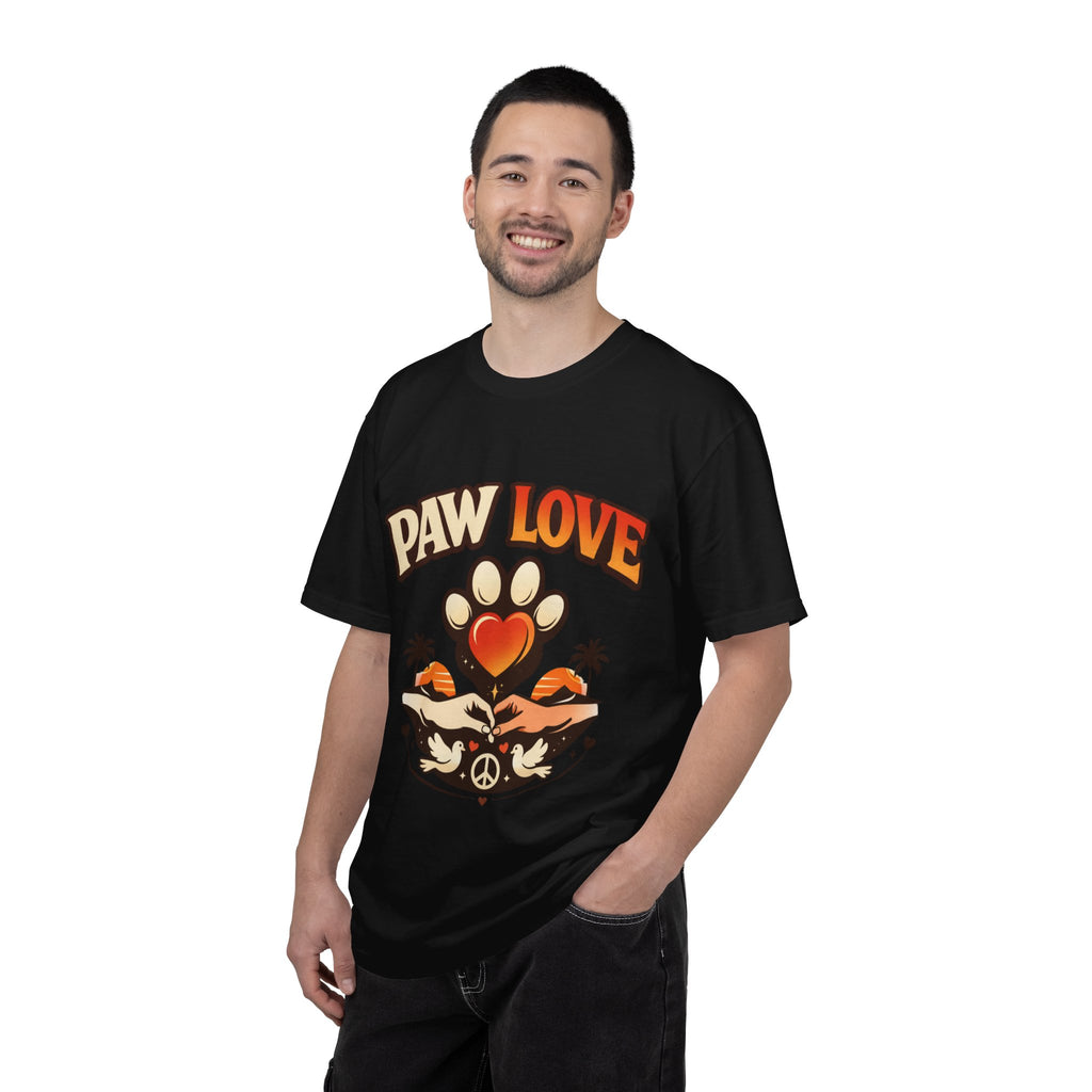 Paw Love T-Shirt — Retro Heart Paw Graphic Tee for Dog Lovers