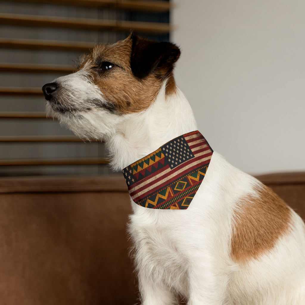 Geometric Kente Inspired and USA Print Pet Bandana Collar