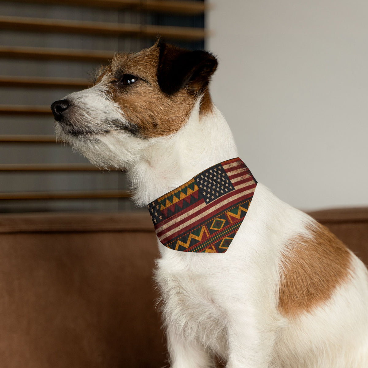 Geometric Kente Inspired and USA Print Pet Bandana Collar