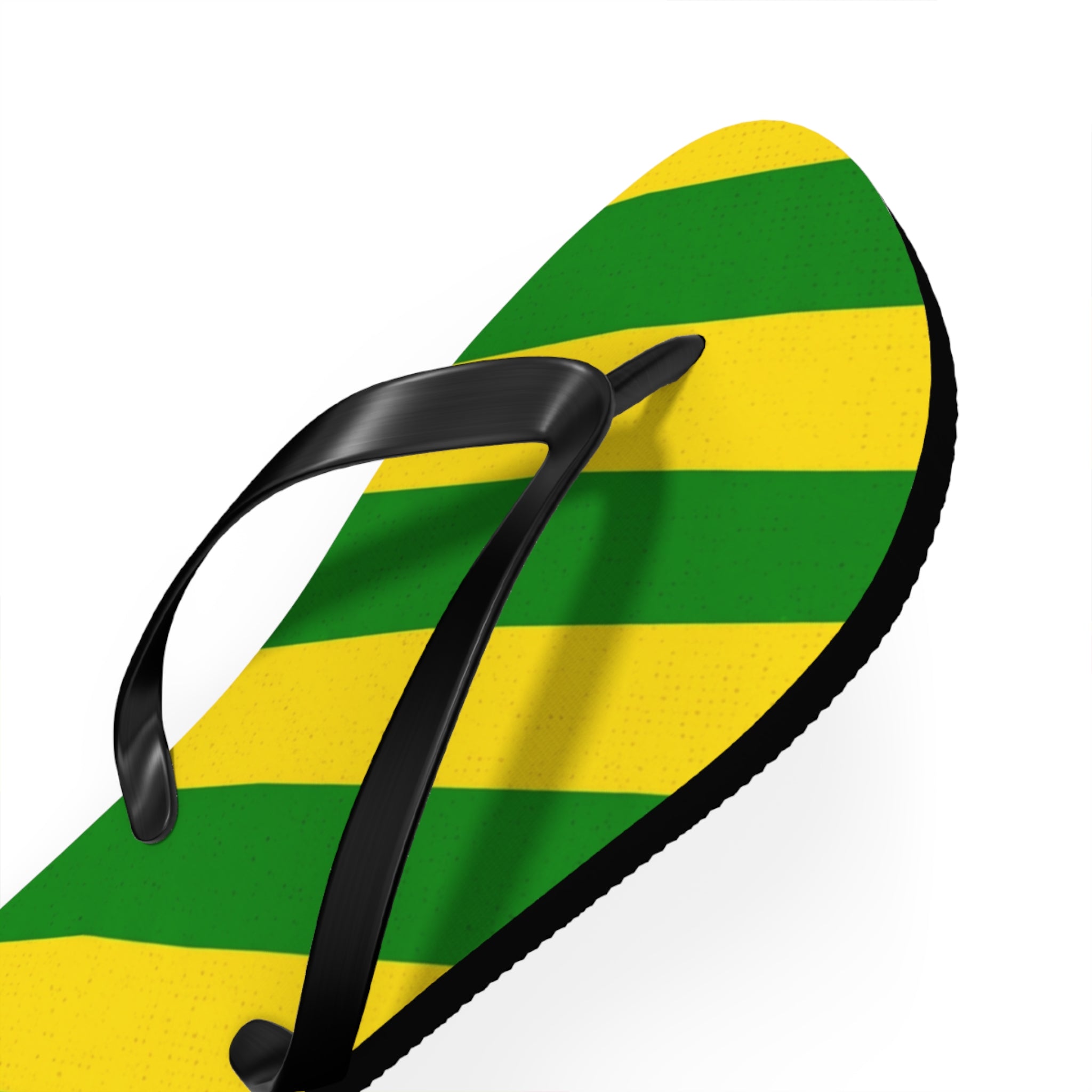 Jamaican Stripe Flip Flops – Green, Yellow & Black Beach Sandals