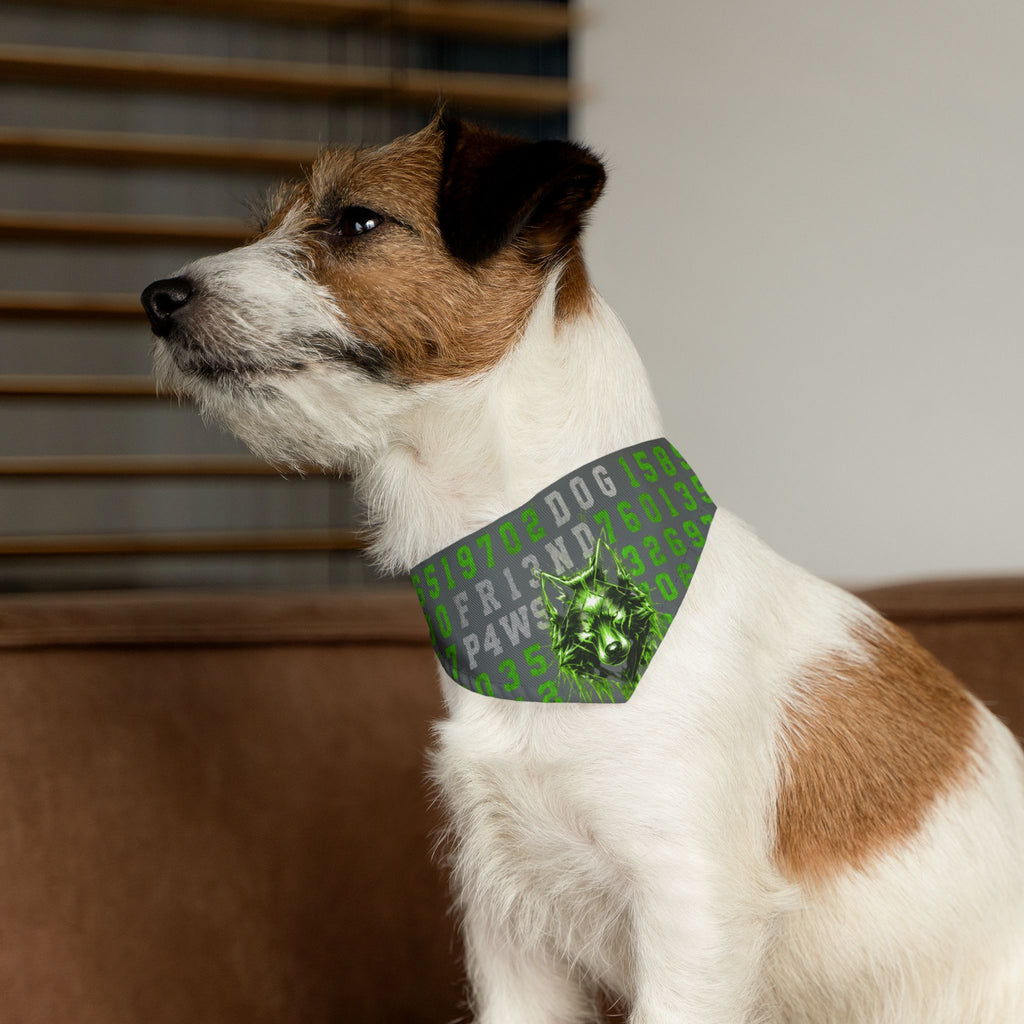 Blue Cyber Code Pet Bandana Collar — P4W5 0V3R P30PL3 Design