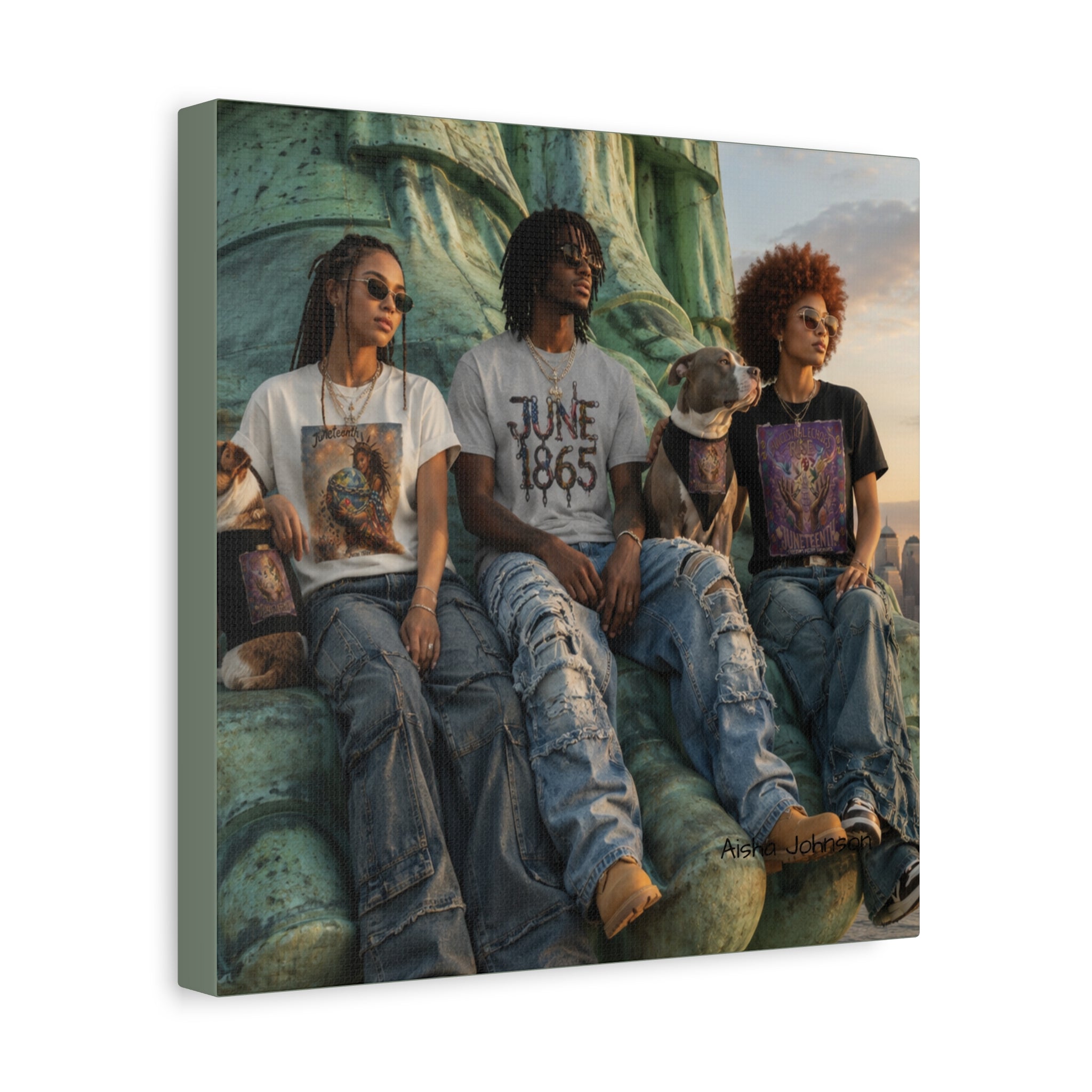 Retro Juneteenth Urban Portrait Matte Canvas Print — Stretched Wall Art