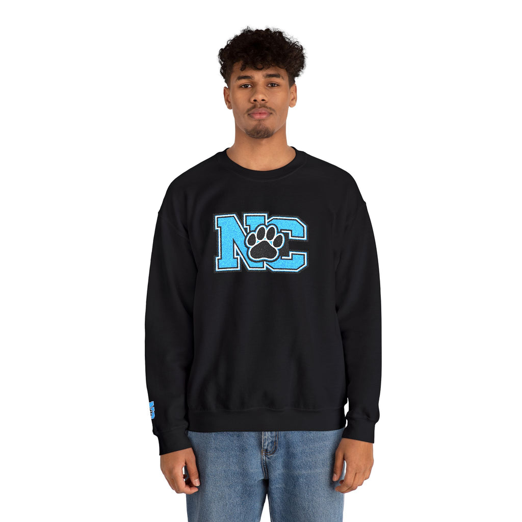 NC Paw Letterman Crewneck Sweatshirt —North Carolina Vintage School Spirit