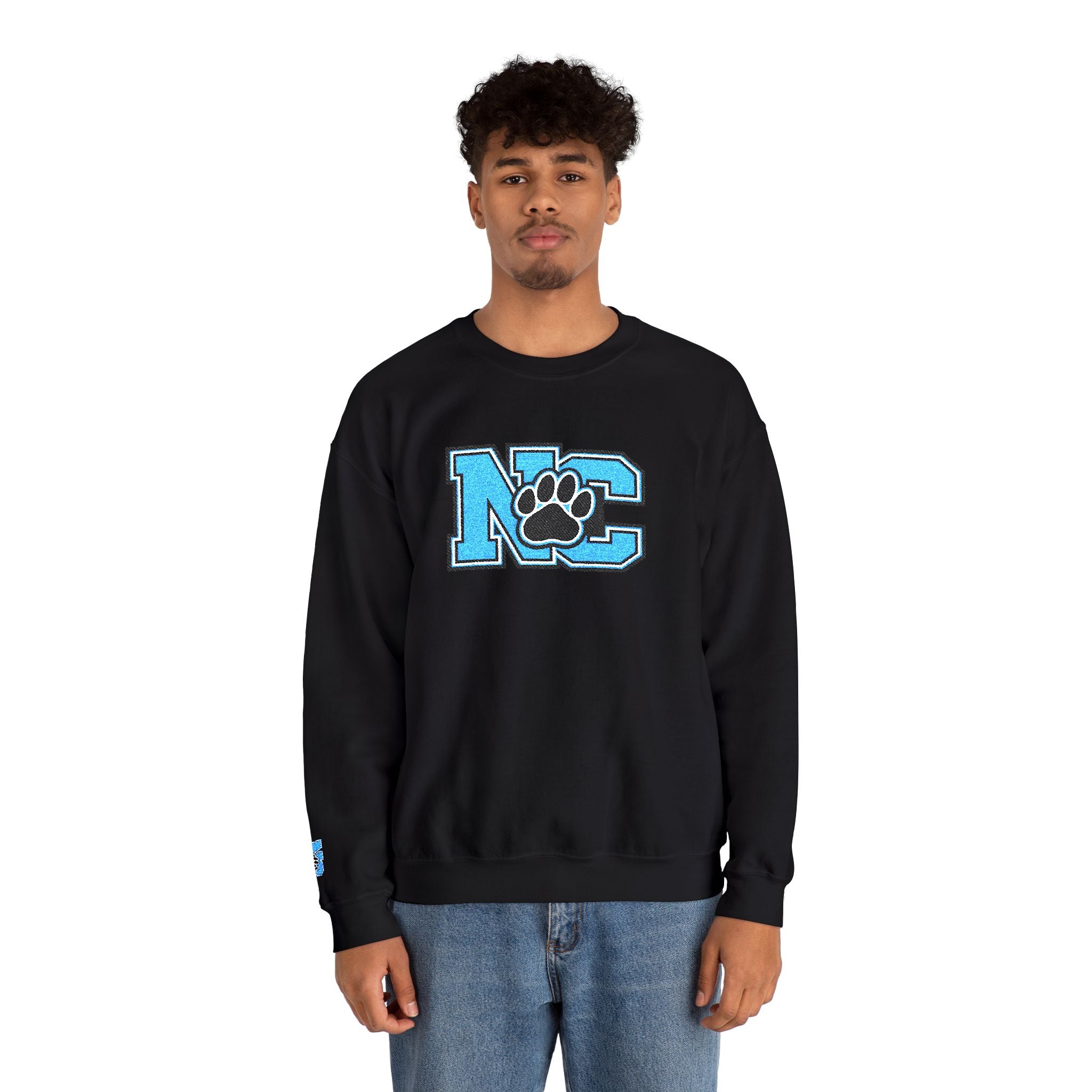 NC Paw Letterman Crewneck Sweatshirt —North Carolina Vintage School Spirit