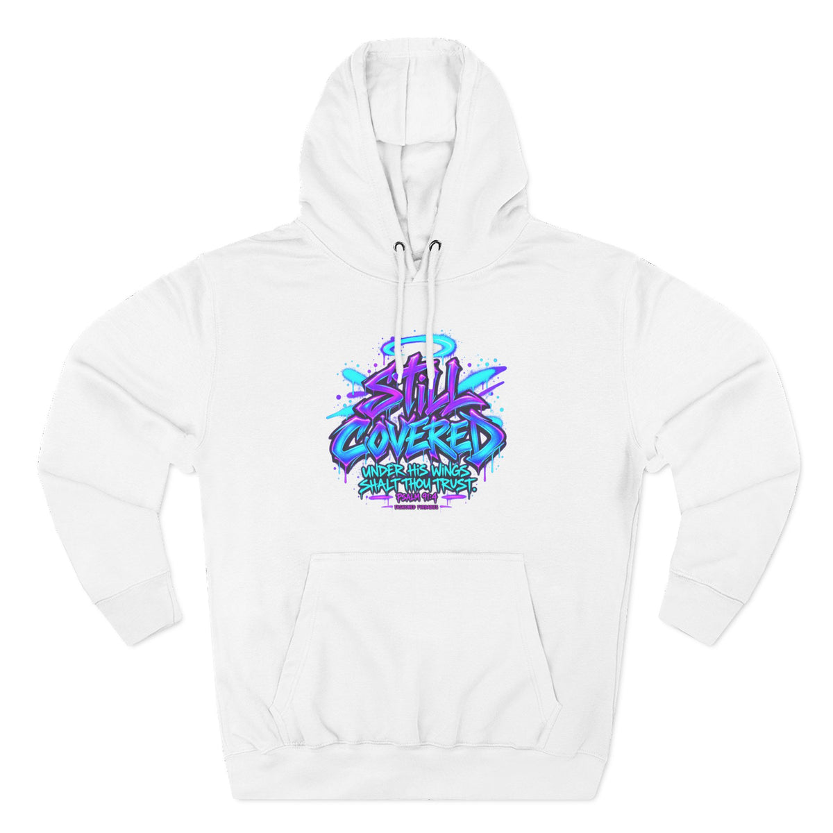 Christian Hoodie — "He Shall Cover Thee" Psalm 91:4 Graphic Fleece Hoodie