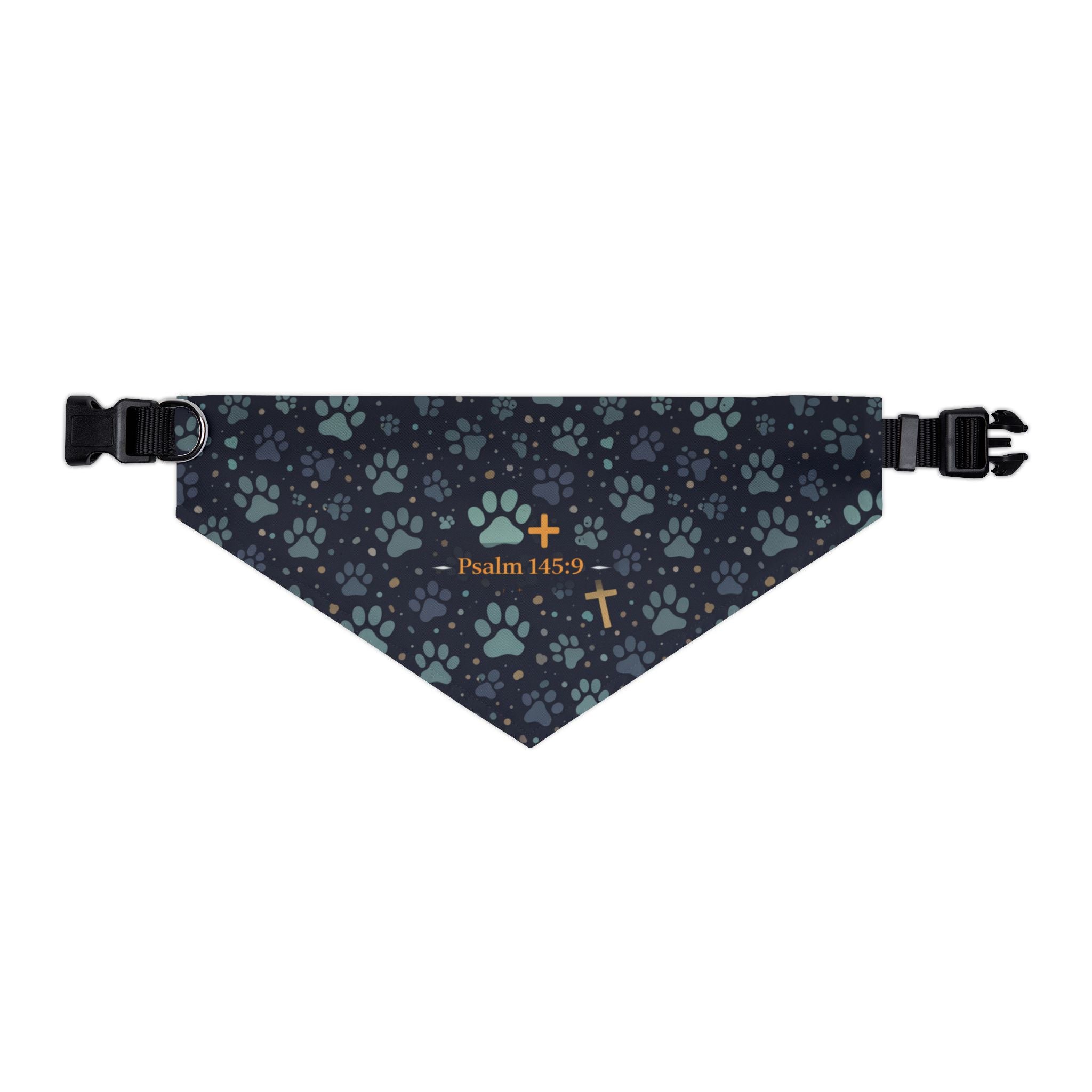 Religious Paw Print Pet Bandana Collar — Psalm 34:5 Dog Scarf,  , Matching Human Shirt Available