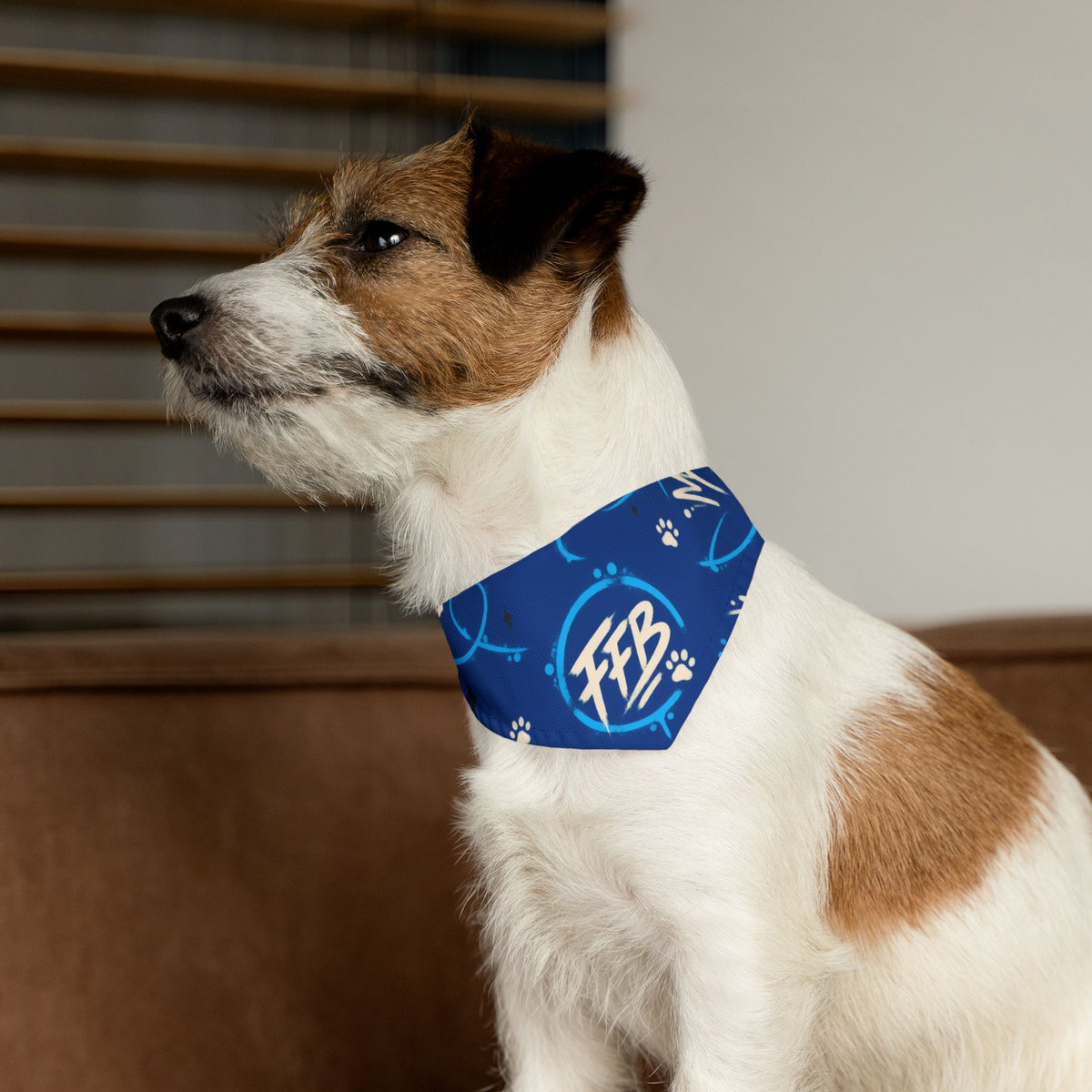 Bandana Collar — Blue Paw Print Pattern with "FFB" Logo