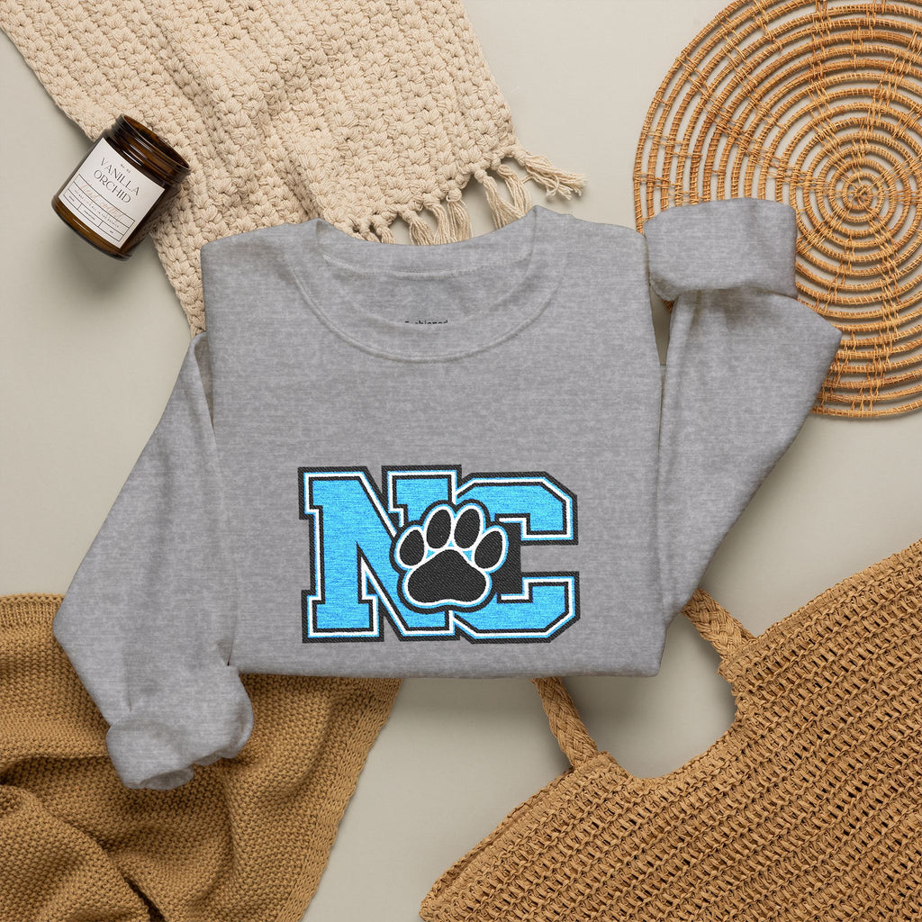 NC Paw Letterman Crewneck Sweatshirt —North Carolina Vintage School Spirit