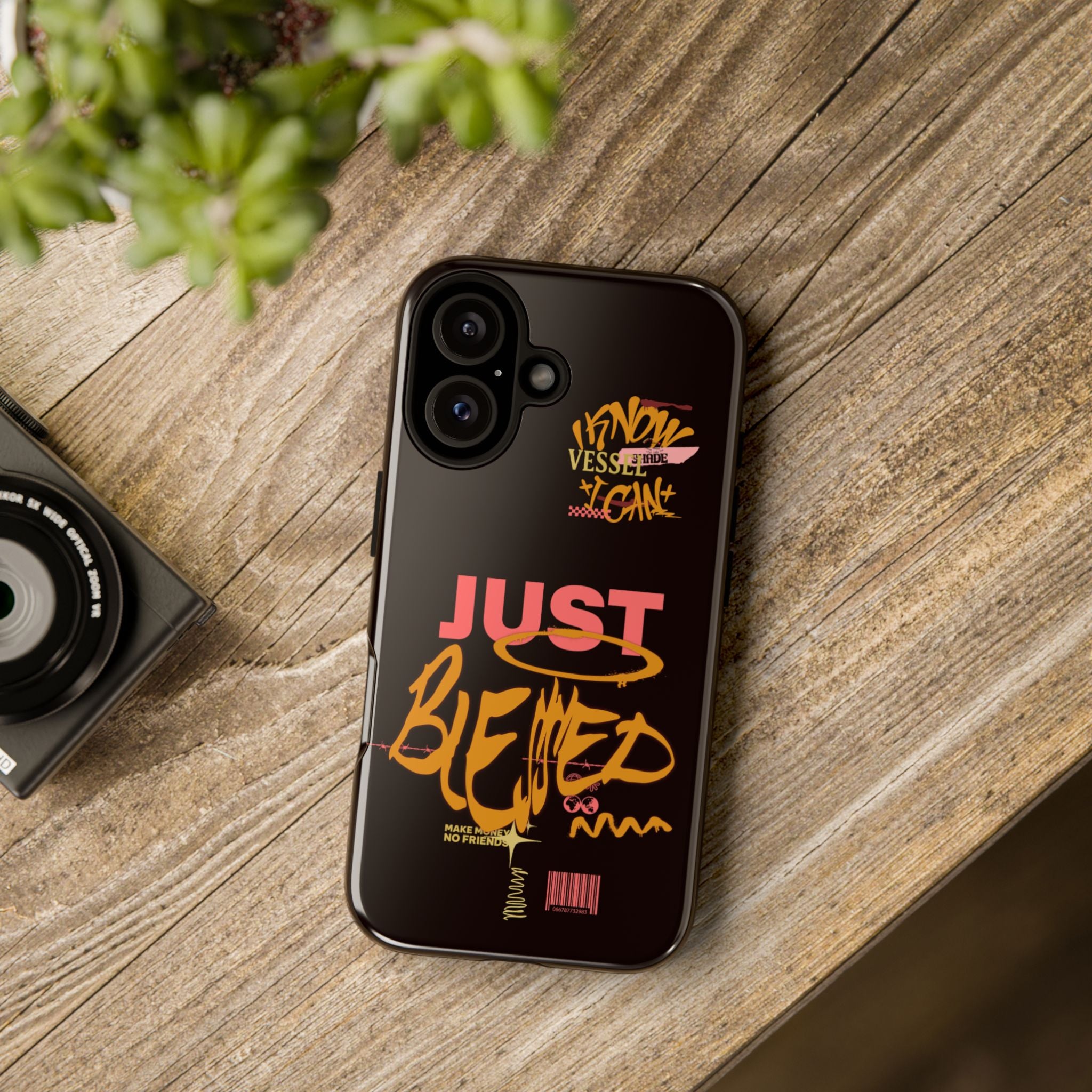 Phone Case — "Just Blessed" Bold Typographic Black Protective Case