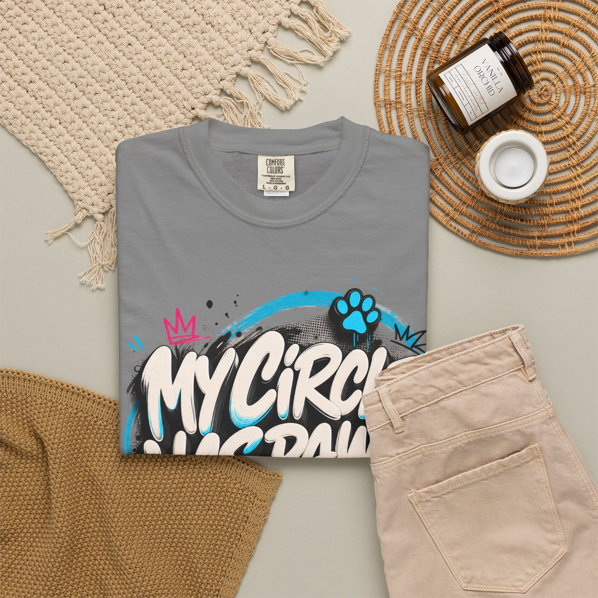 My Circle Has Paws Graffiti T-Shirt — Cute Pet Lover Tee