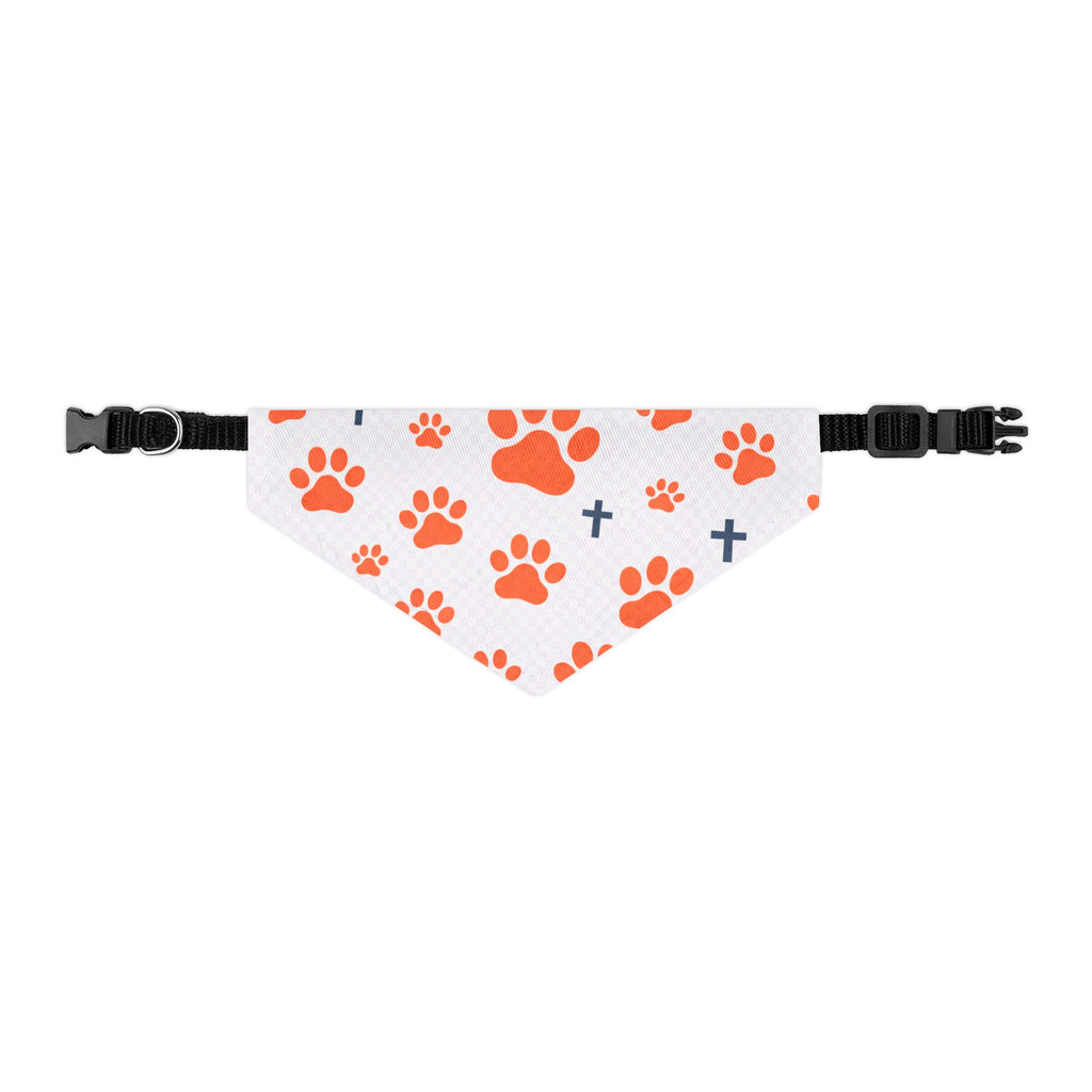 Orange Paw Print Pet Bandana Collar – Cute Dog & Cat Accessory, Matching Human Apparel Available