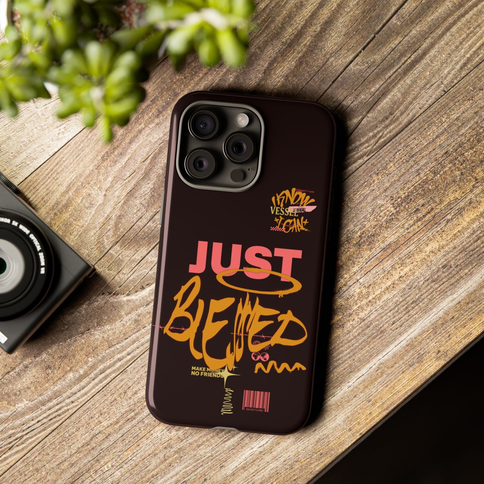 Phone Case — "Just Blessed" Bold Typographic Black Protective Case