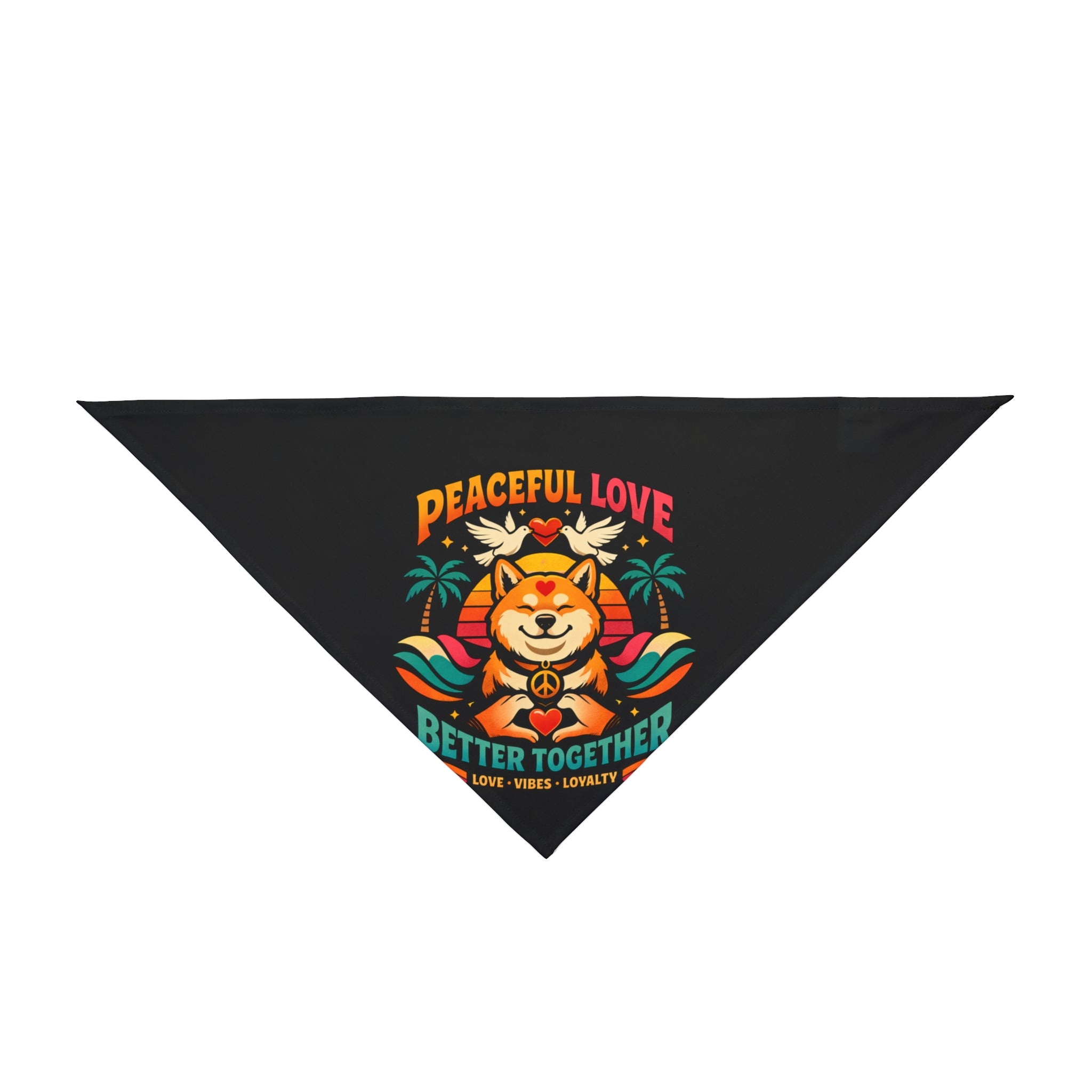 Pet Bandana — "Peaceful Love" Retro Shiba Inu Bandana for Dogs & Cats