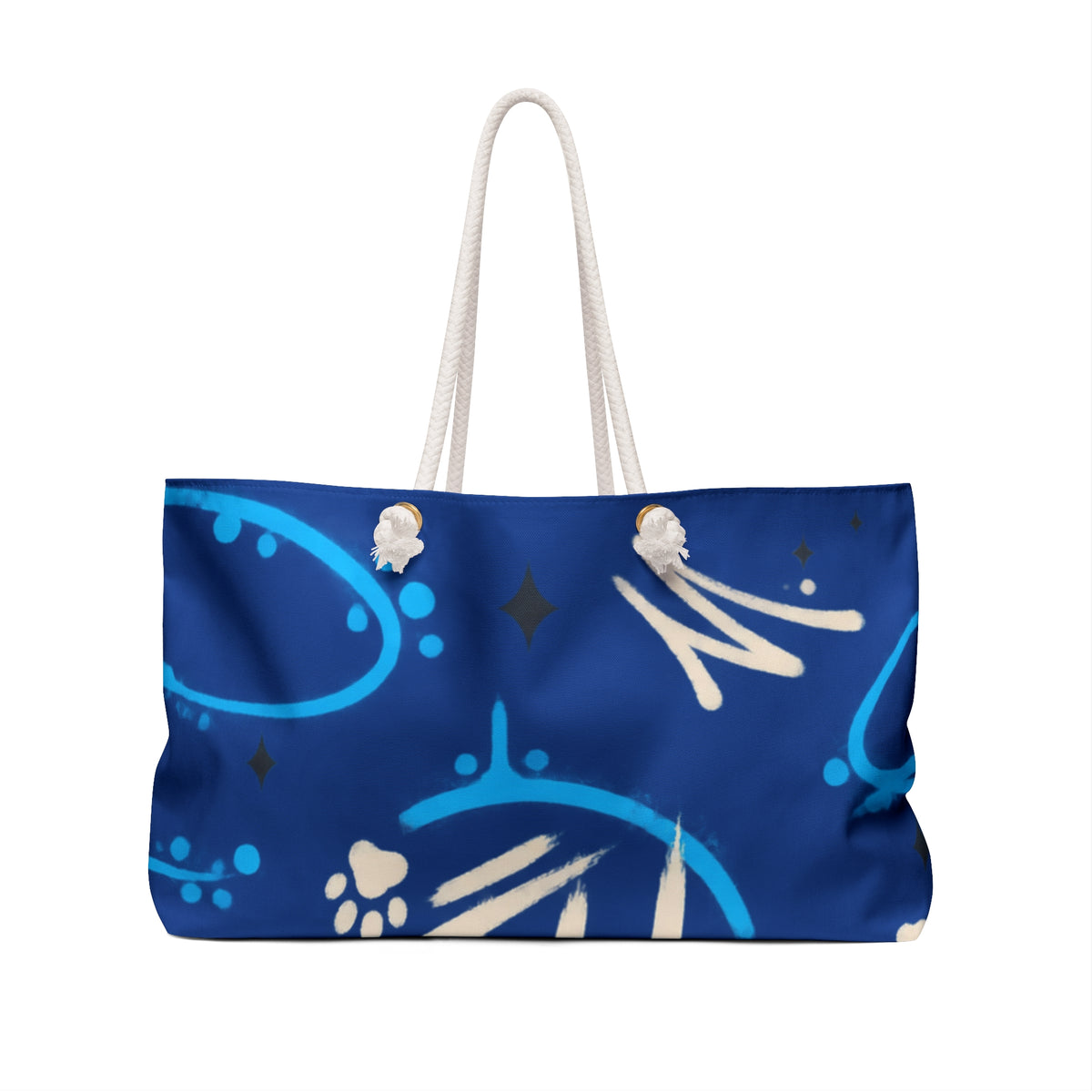 Blue Paw Print Weekender Bag – Nautical Cat & Dog Travel Tote