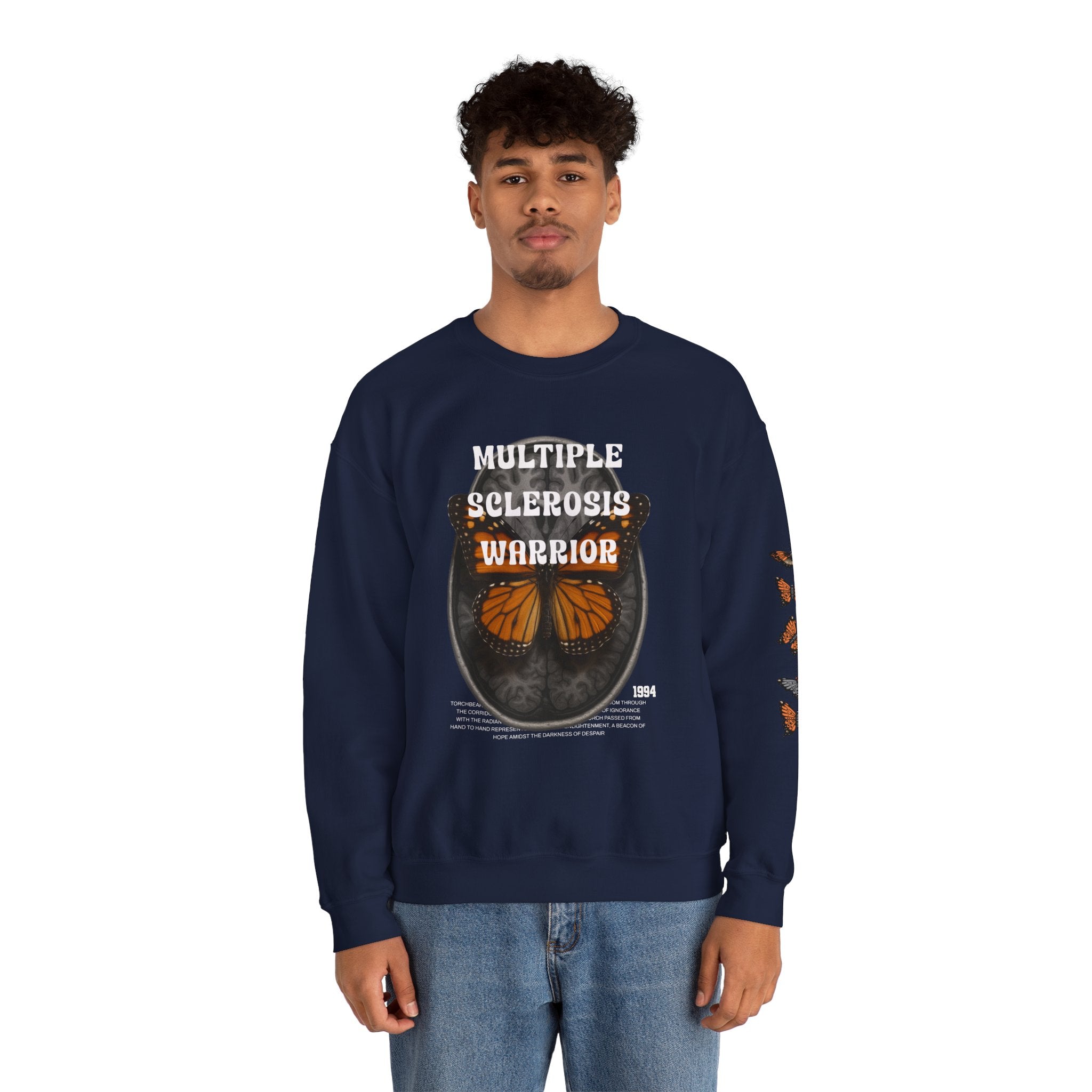 Orange Butterflies Multiple Sclerosis Awareness Sweatshirt