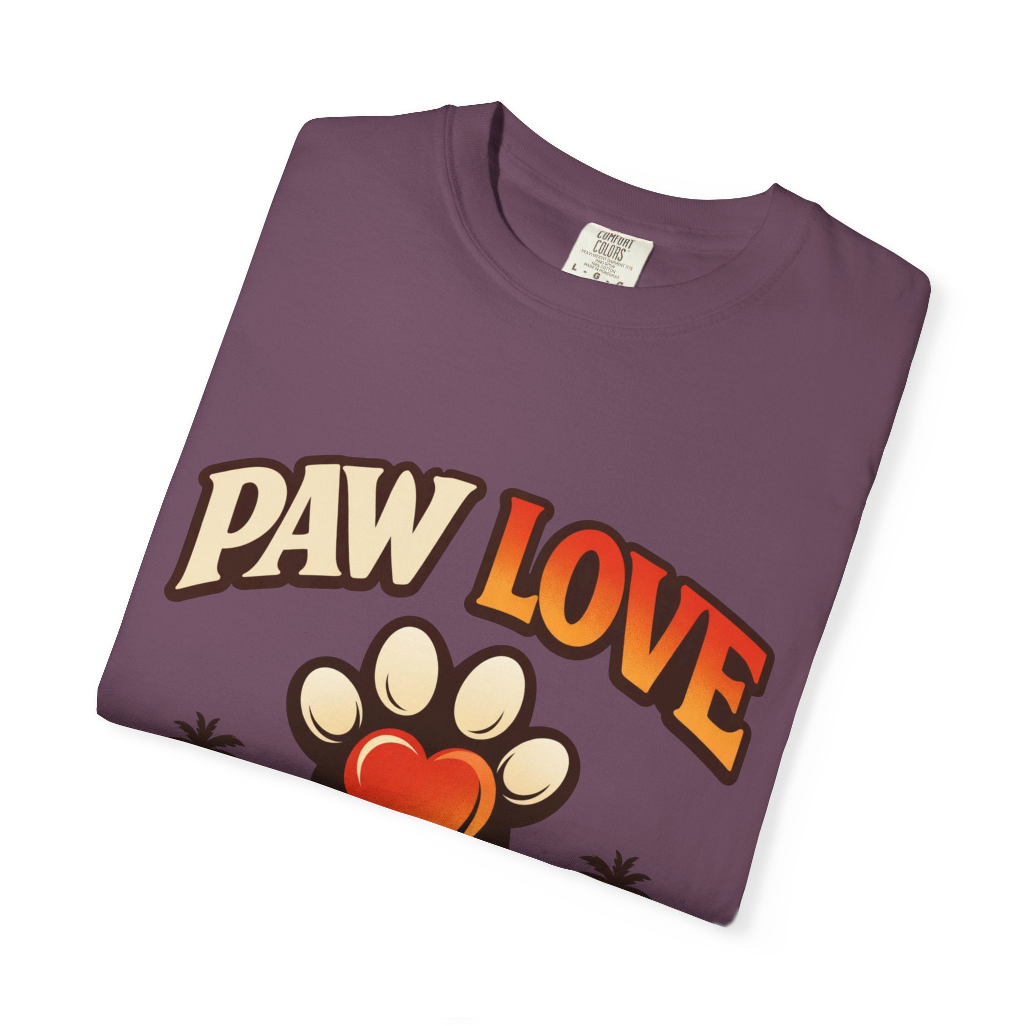 Paw Love T-Shirt — Retro Heart Paw Graphic Tee for Dog Lovers