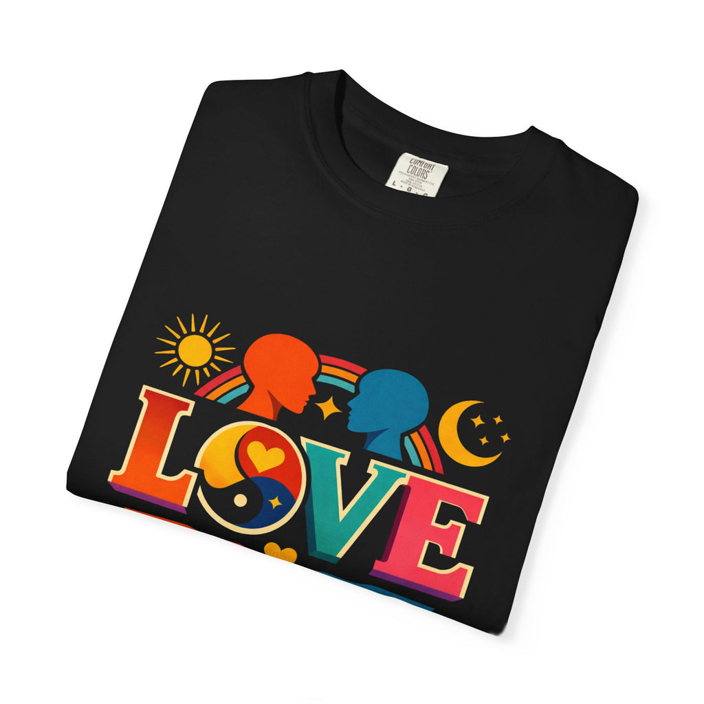 Love Together Retro Graphic T-Shirt — Colorful Peace & Unity Tee