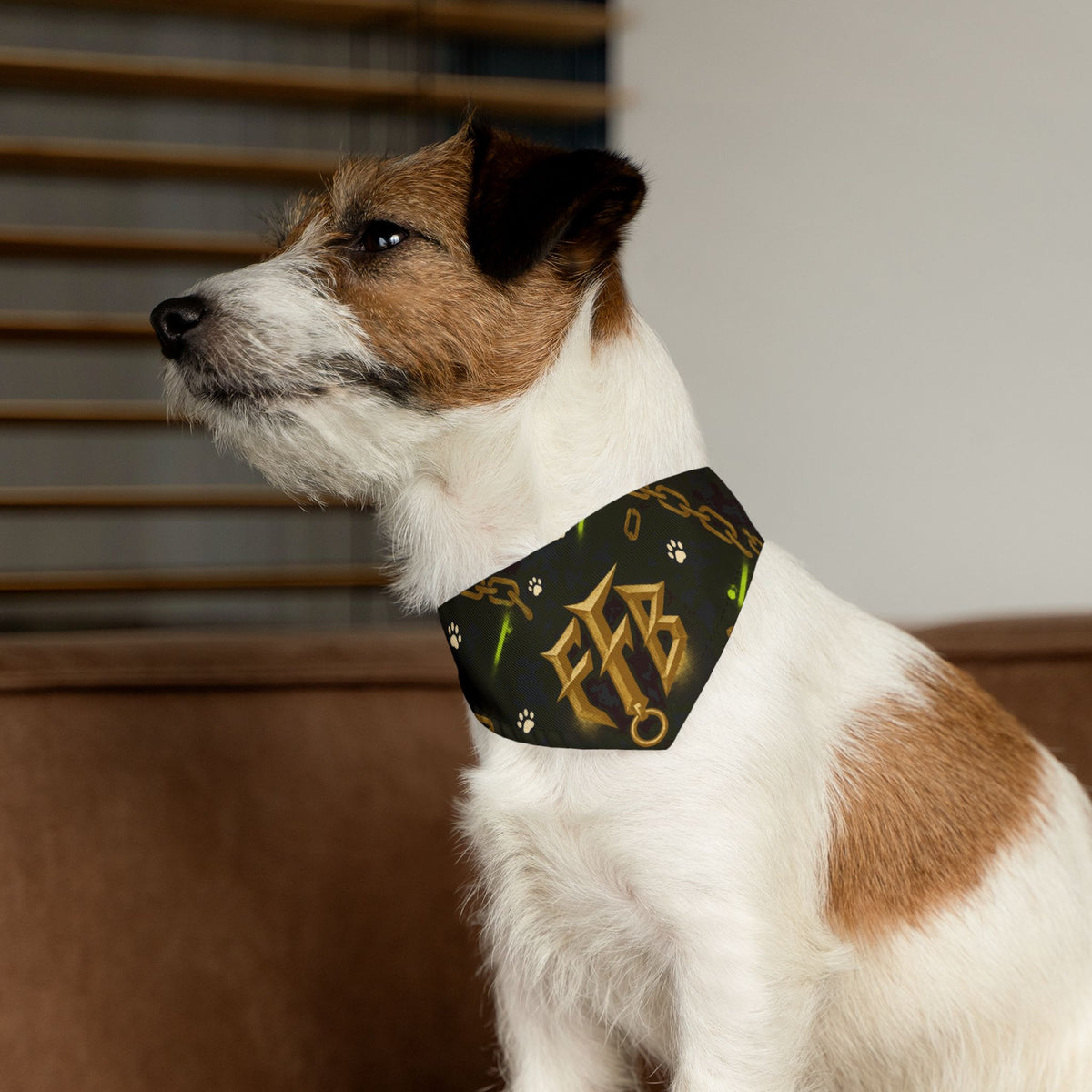 Gold Chain 'FTB' Pet Bandana Collar – Luxury Collar Accessory for Dogs & Cats