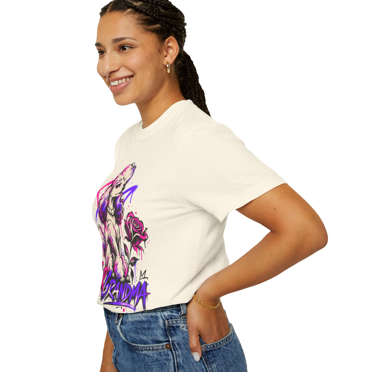 Poodle 'Fur Grandma' Graphic T-Shirt — Retro Neon Pet Lover Tee