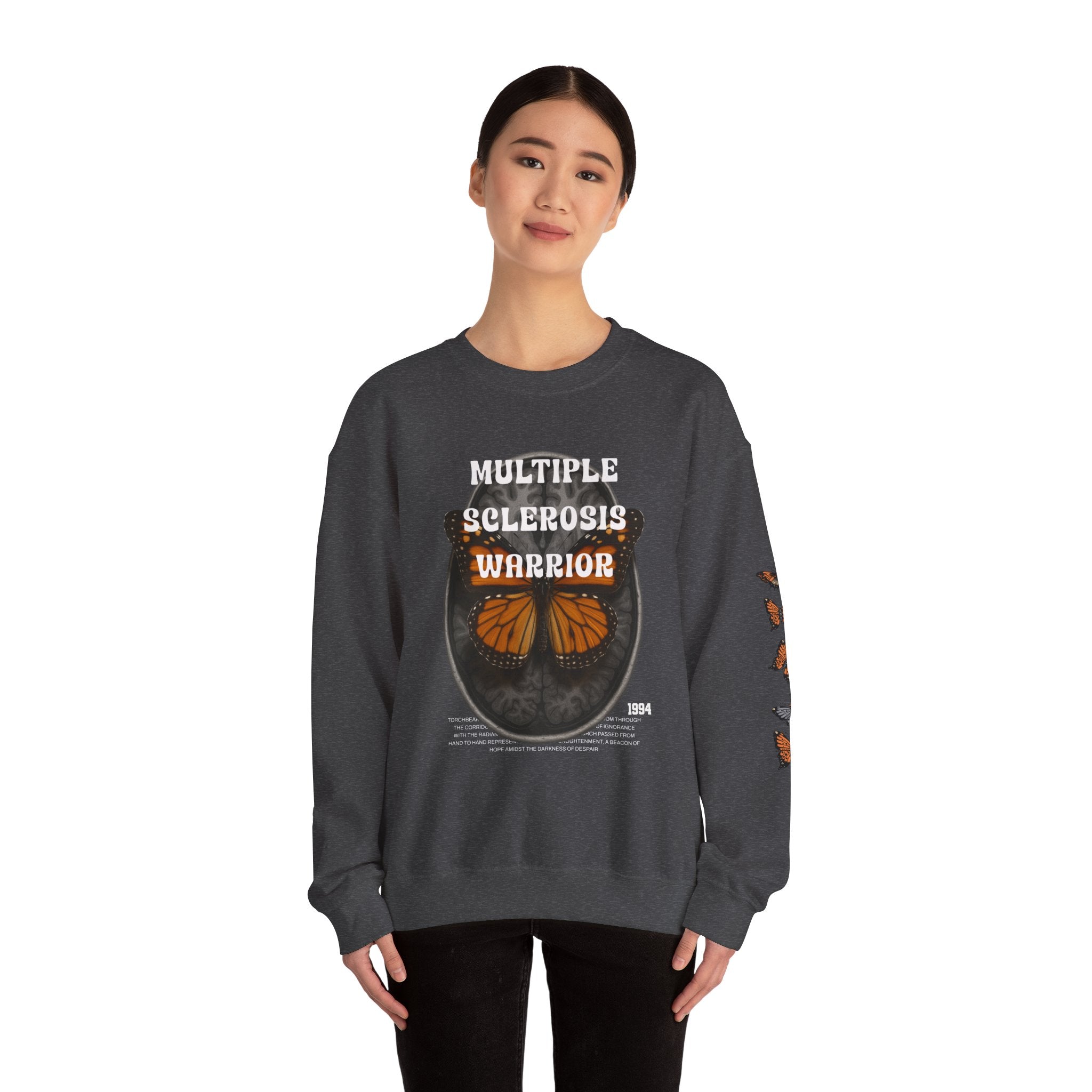 Orange Butterflies Multiple Sclerosis Awareness Sweatshirt