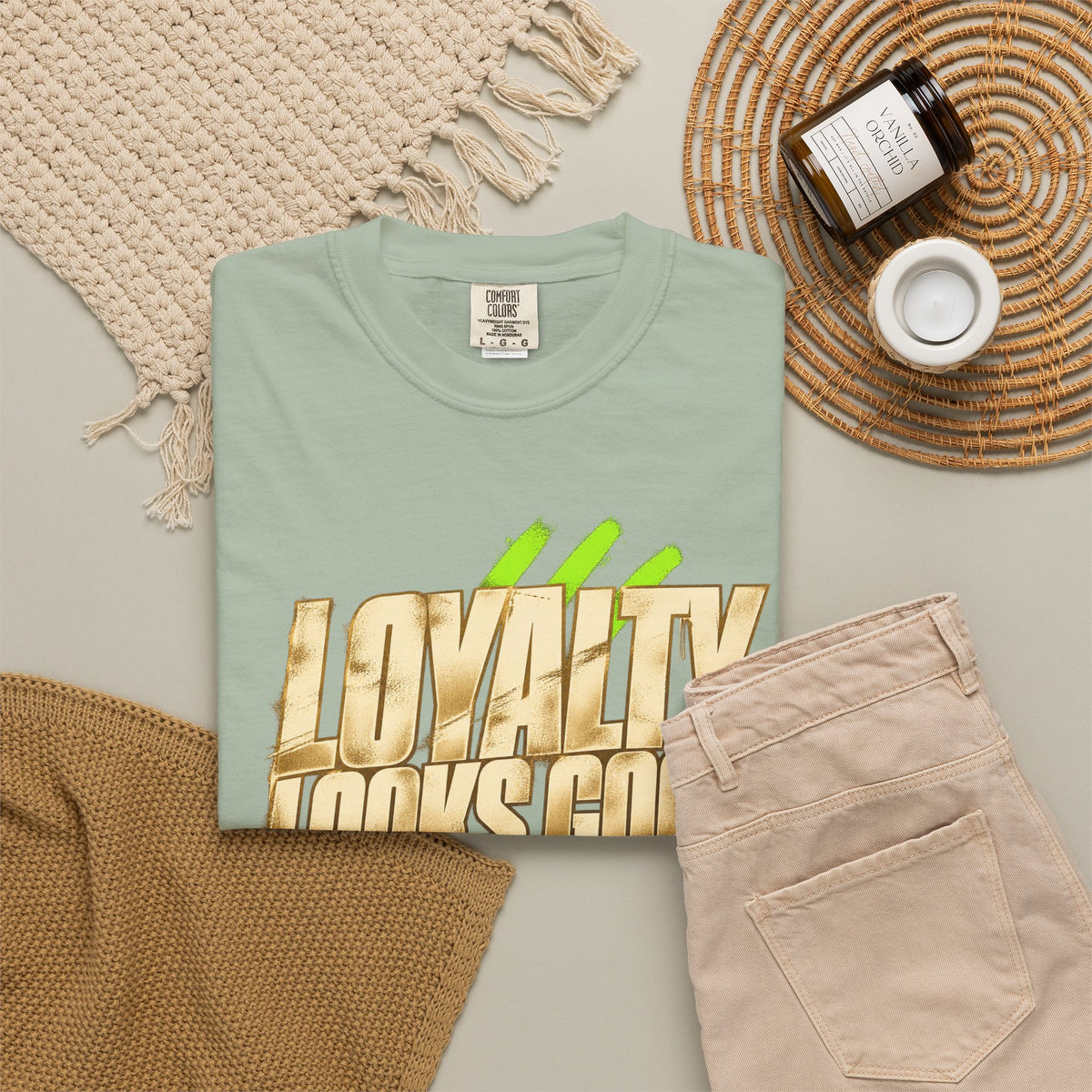 Loyalty Looks Good T-Shirt — Bold Gold Script Streetwear Tee