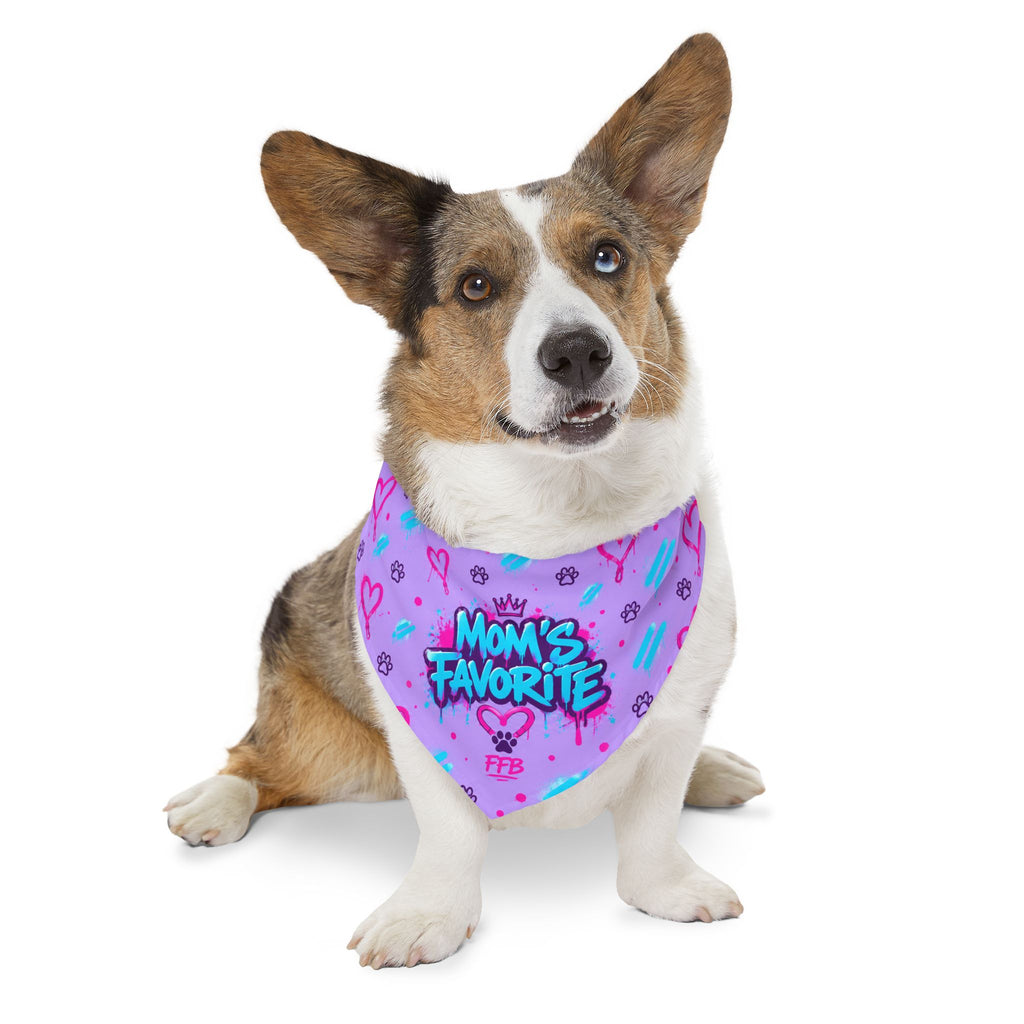 Mom's Favorite Pet Bandana Collar — Pink/Purple Hearts Dog & Cat Accessory
