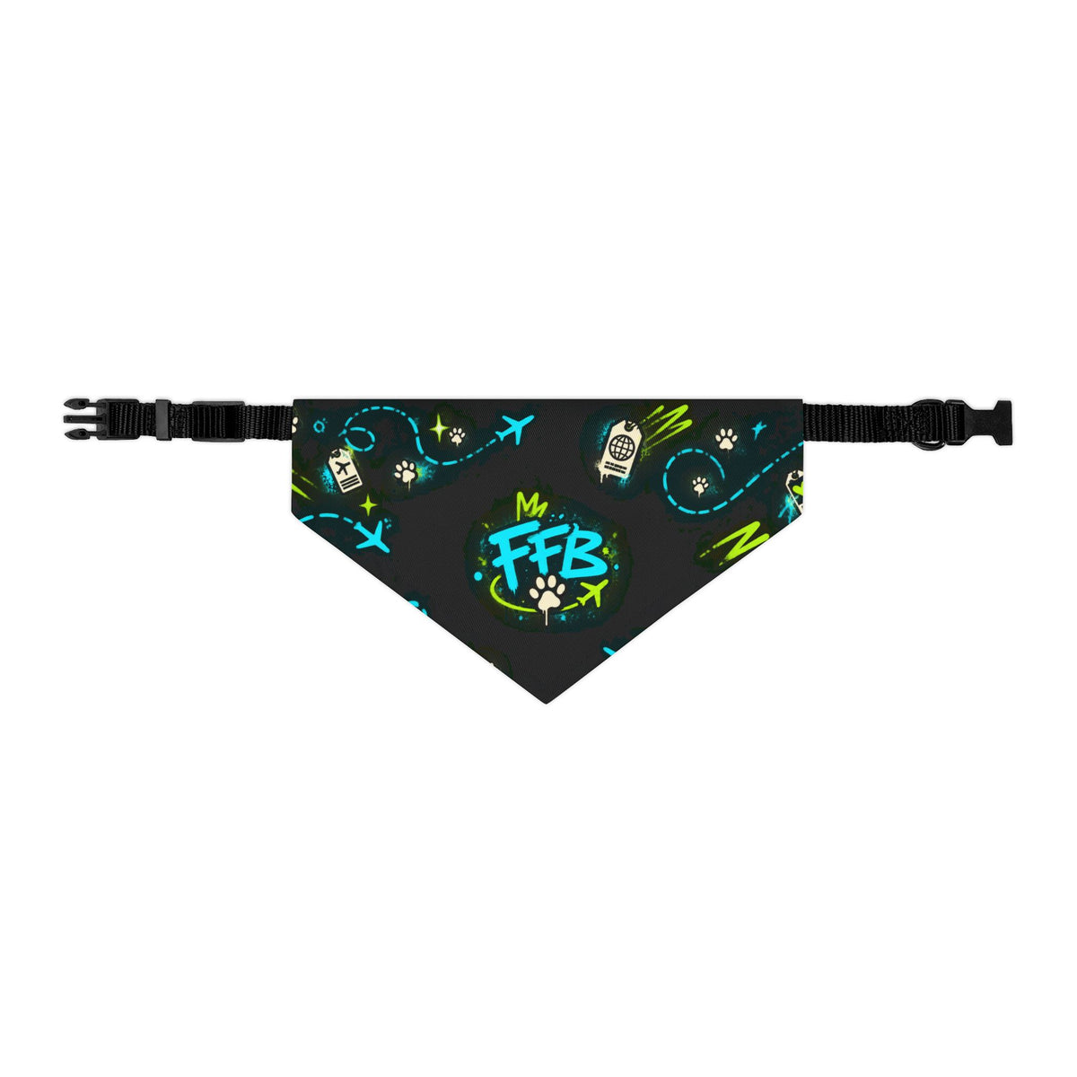 Graffiti FFB Dog Bandana Collar – Neon Paw Print