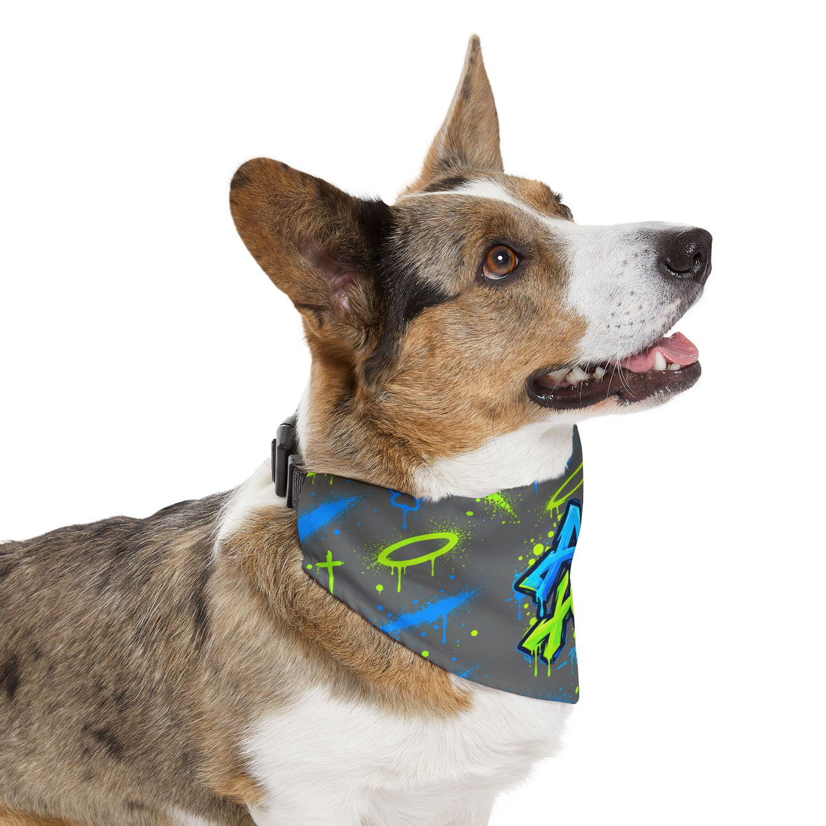 Graffiti "All His" Pet Bandana Collar - Neon Street Style Dog & Cat Accessory
