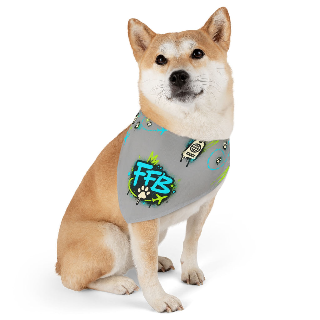 Graffiti 'FFB' Pet Bandana Collar – Neon Paw Print Dog Bandana
