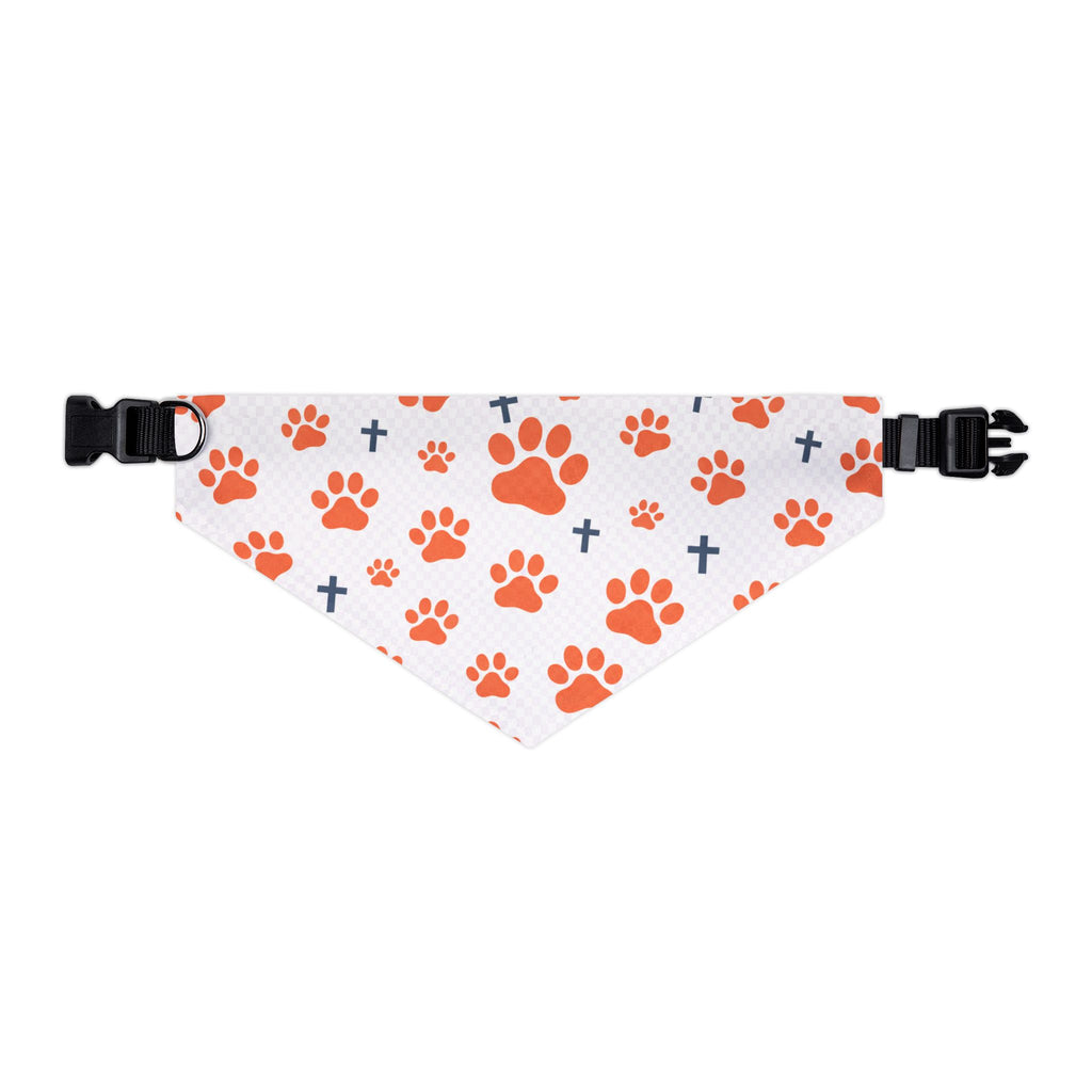 Orange Paw Print Pet Bandana Collar – Cute Dog & Cat Accessory, Matching Human Apparel Available