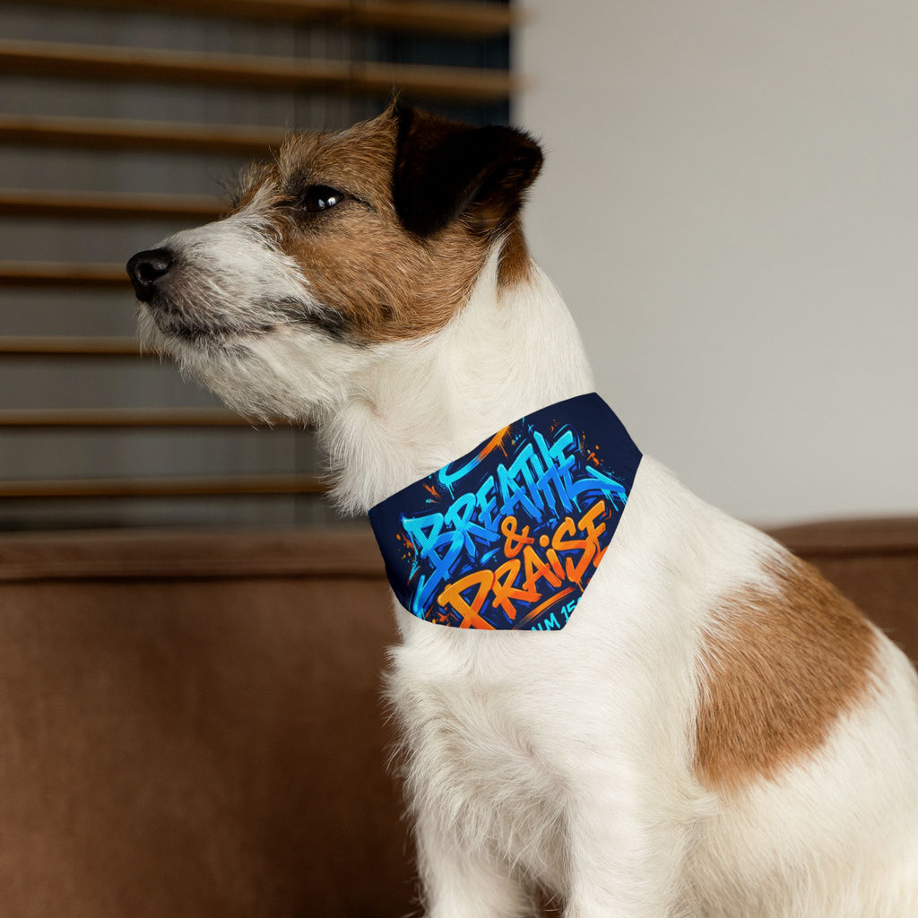 Pet Bandana — “Breathe & Praise” Blue Soundwave Collar Bandana