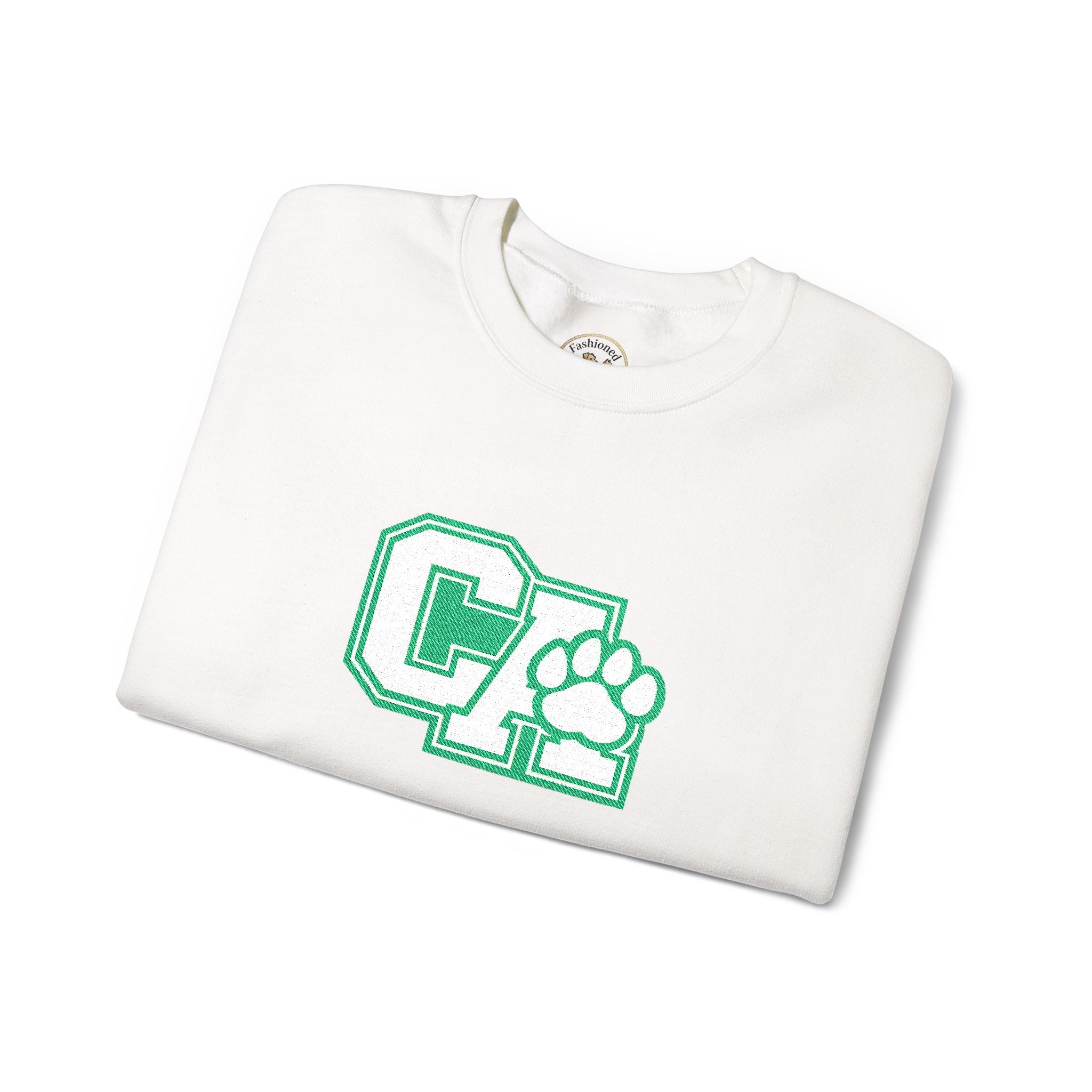 California Crewneck Sweatshirt — Green Vintage 'CA' Paw Logo