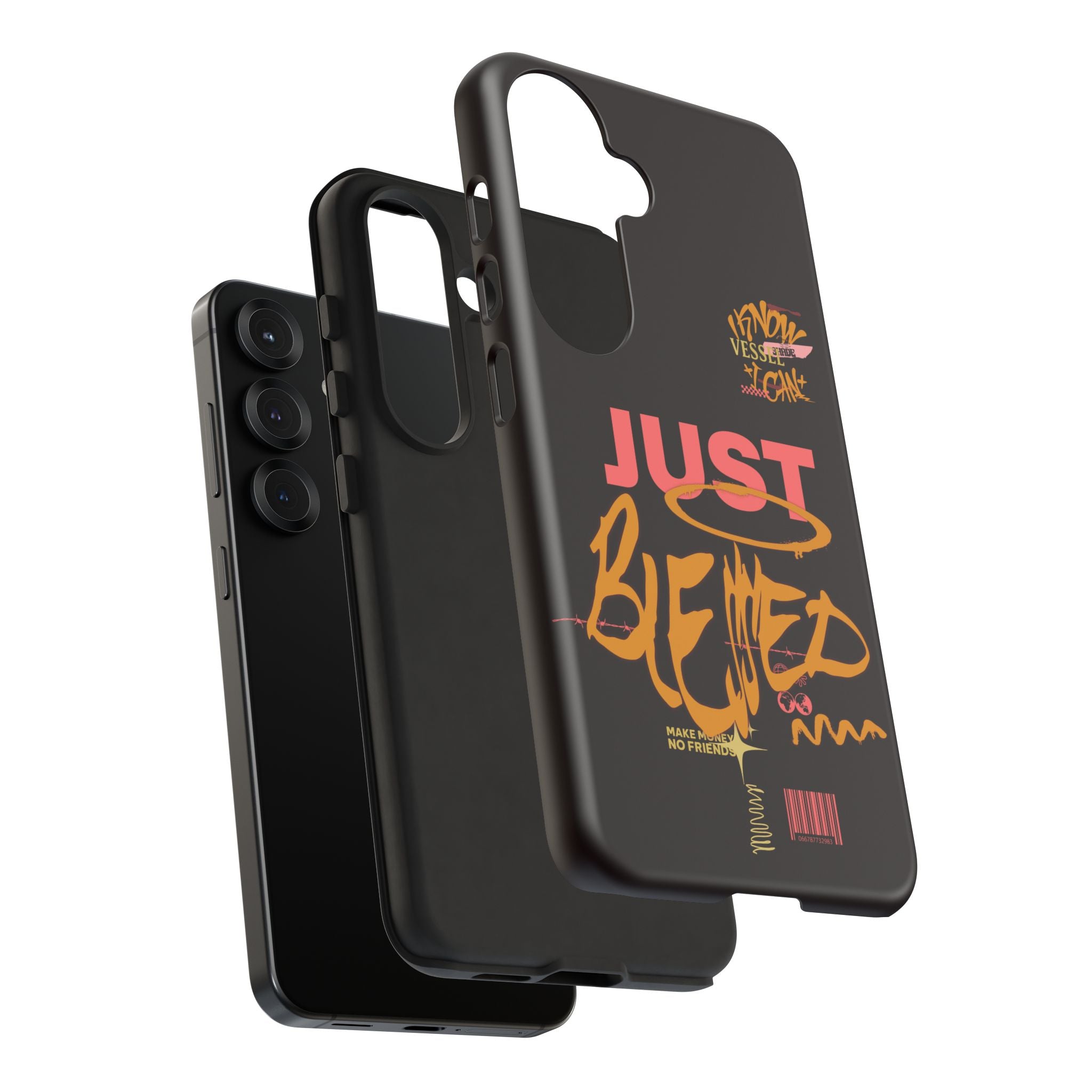 Phone Case — "Just Blessed" Bold Typographic Black Protective Case
