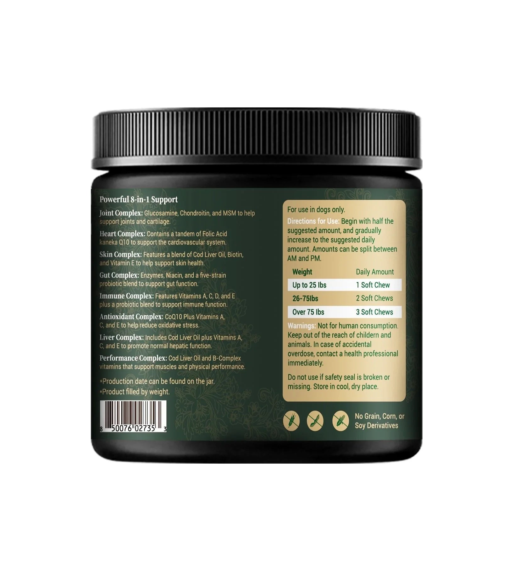8-in-1 Daily Multivitamin Bites for Dogs – All-in-One Health Support, 120 Soft Chews Barrow & Hound